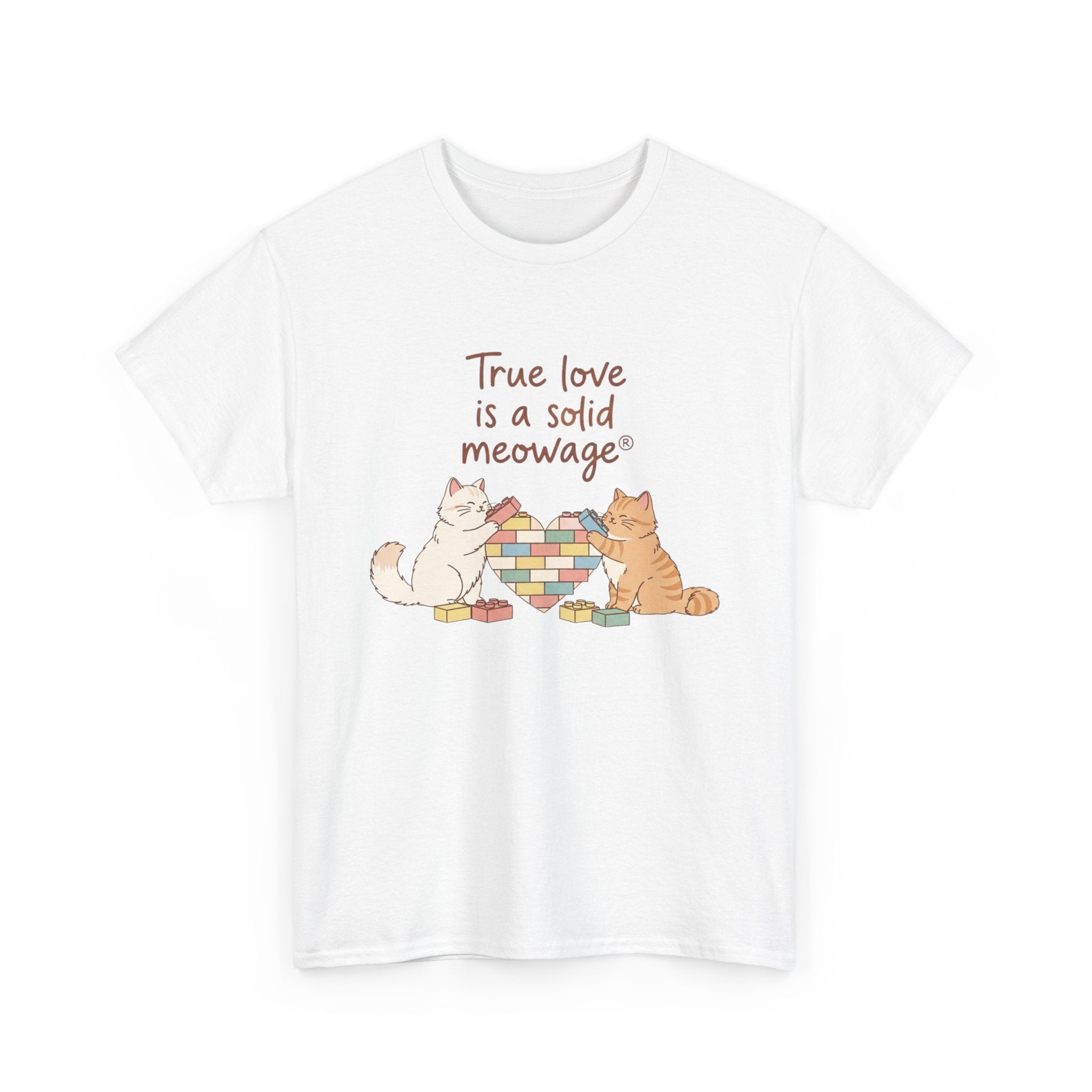 " True love is a solid meowage® " Cat Couple Graphic Tee