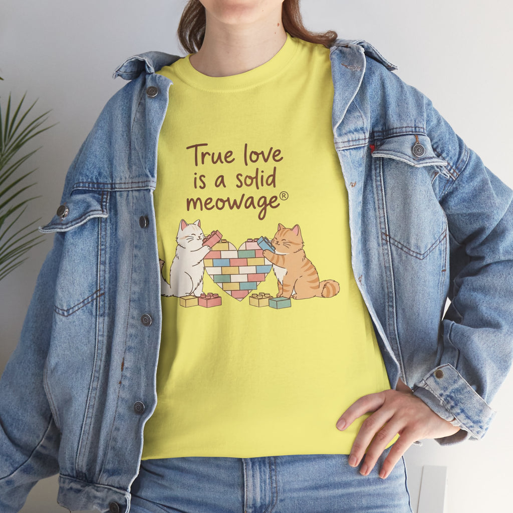 " True love is a solid meowage® " Cat Couple Graphic Tee