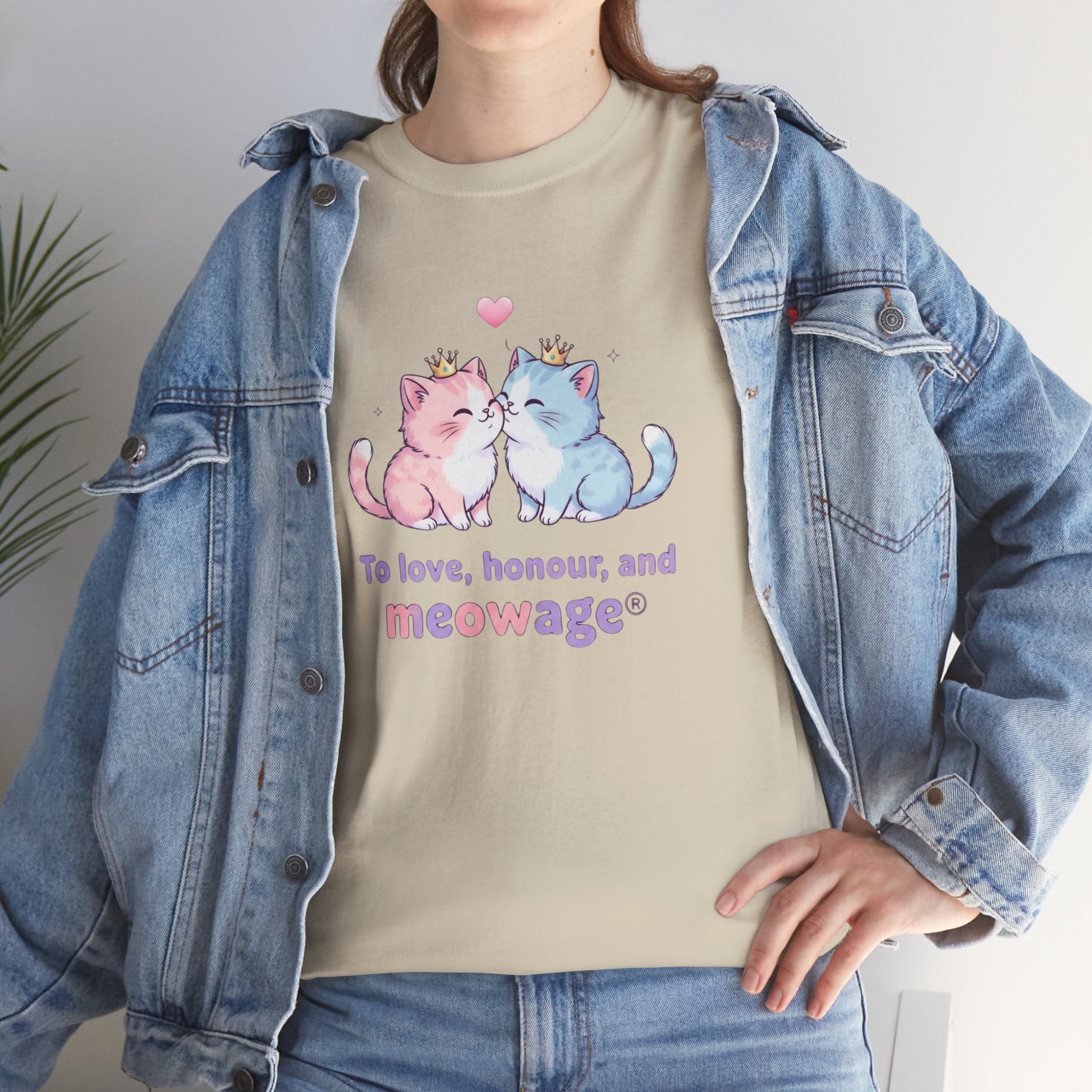 "To love, honour, and meowage®" Cat Couple Graphic Tee