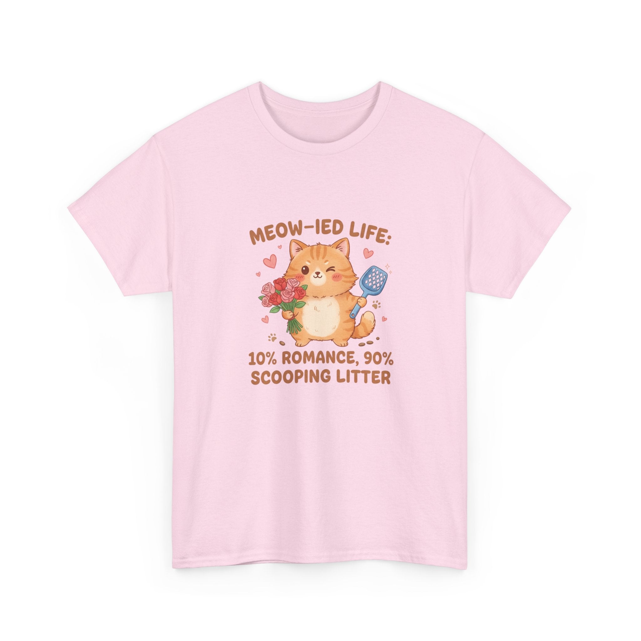 "Meow-ied Life: 10% Romance, 90% Scooping Litter" Cat Graphic Tee