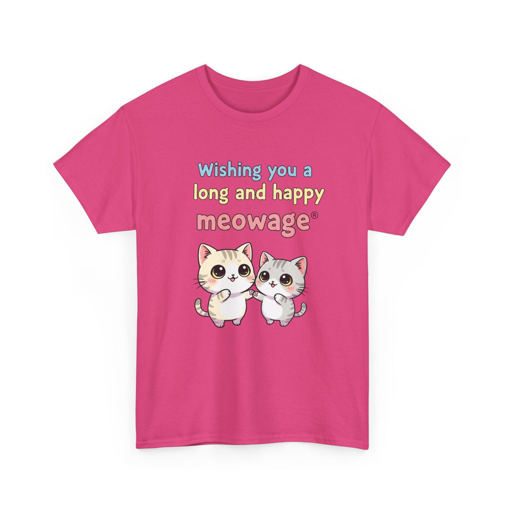 "Wishing you a long and happy meowage®" Cat Couple Graphic Tee