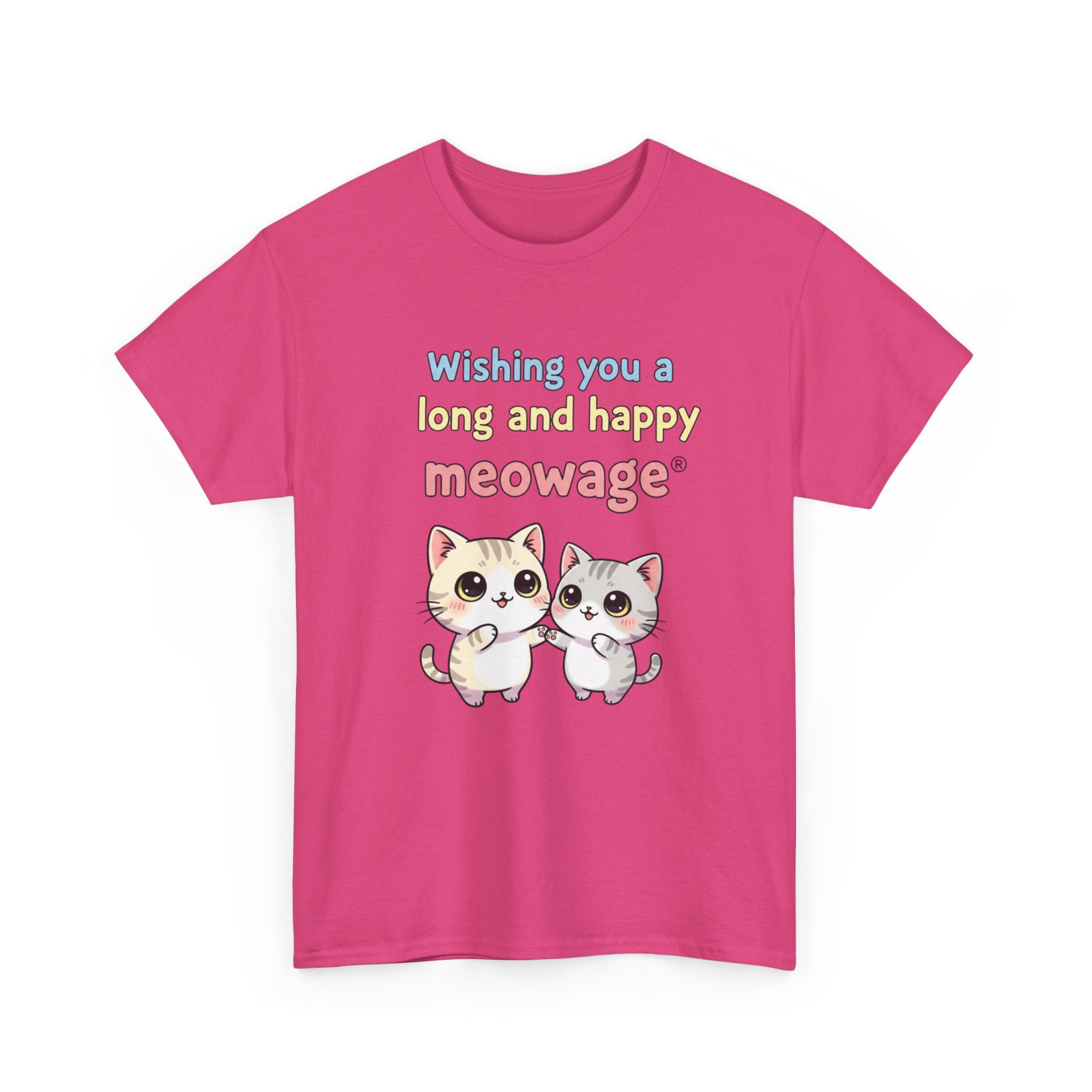 "Wishing you a long and happy meowage®" Cat Couple Graphic Tee