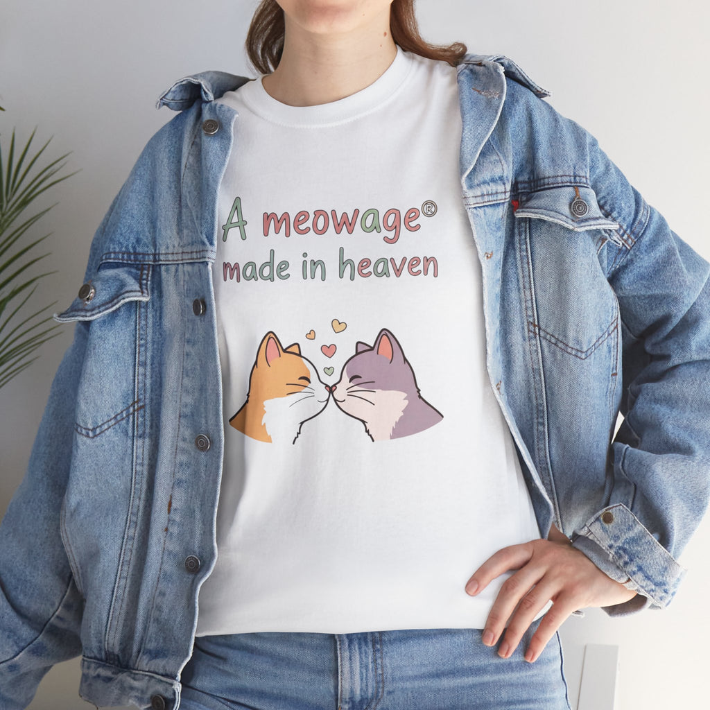 "A meowage® made in heaven” Cat Couple Graphic Tee