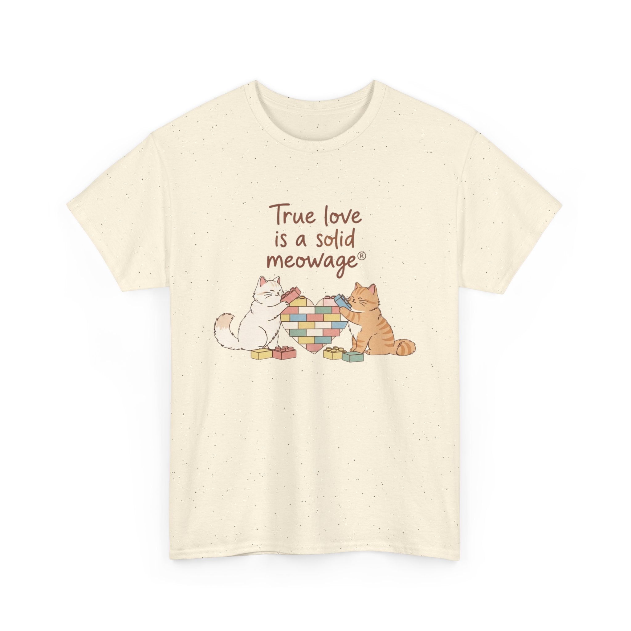" True love is a solid meowage® " Cat Couple Graphic Tee