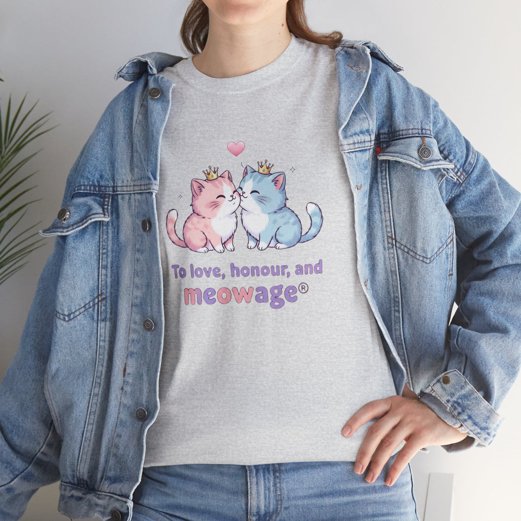 "To love, honour, and meowage®" Cat Couple Graphic Tee