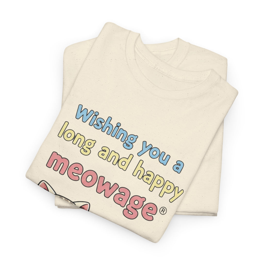 "Wishing you a long and happy meowage®" Cat Couple Graphic Tee