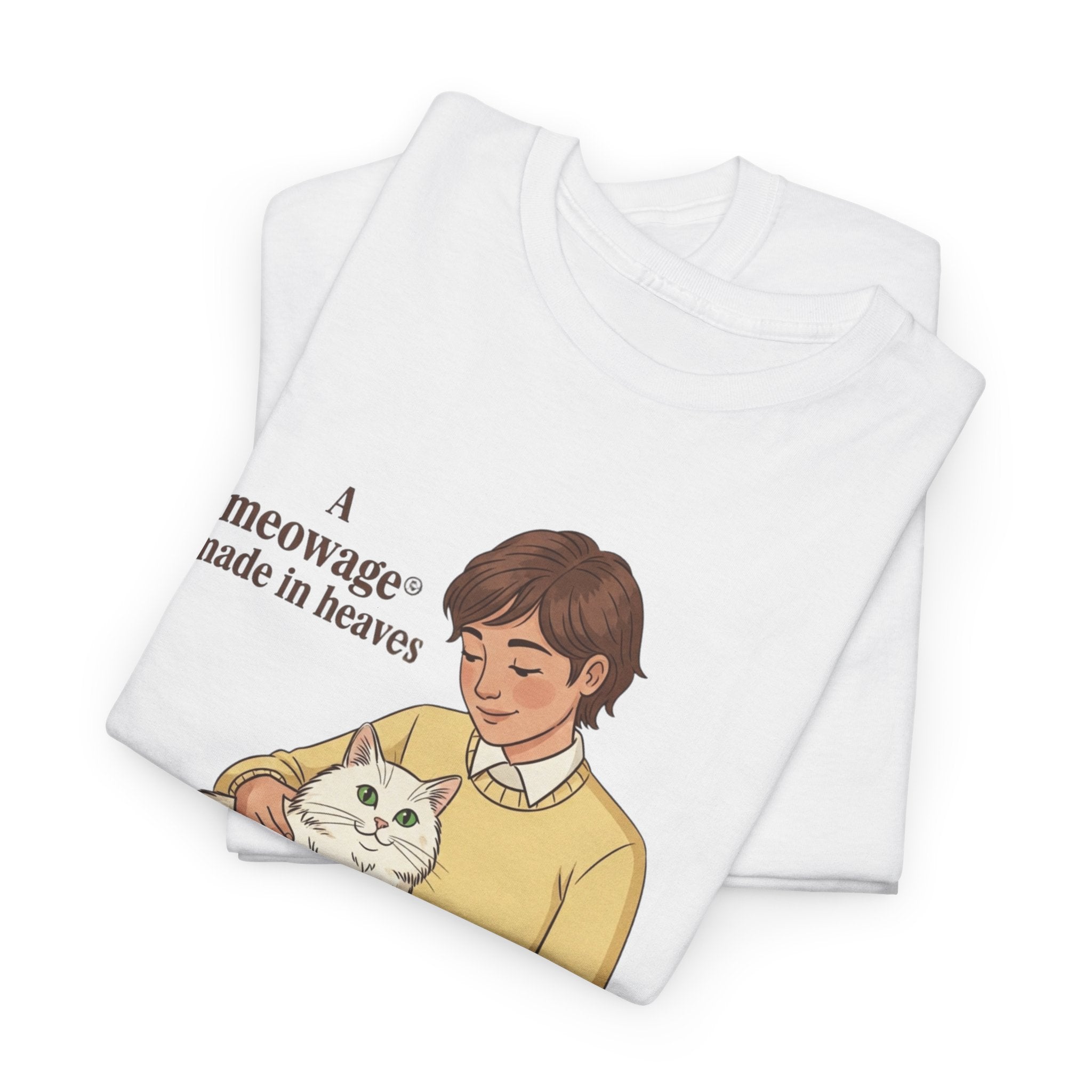 "A meowage® made in heaven" Cat Graphic Tee