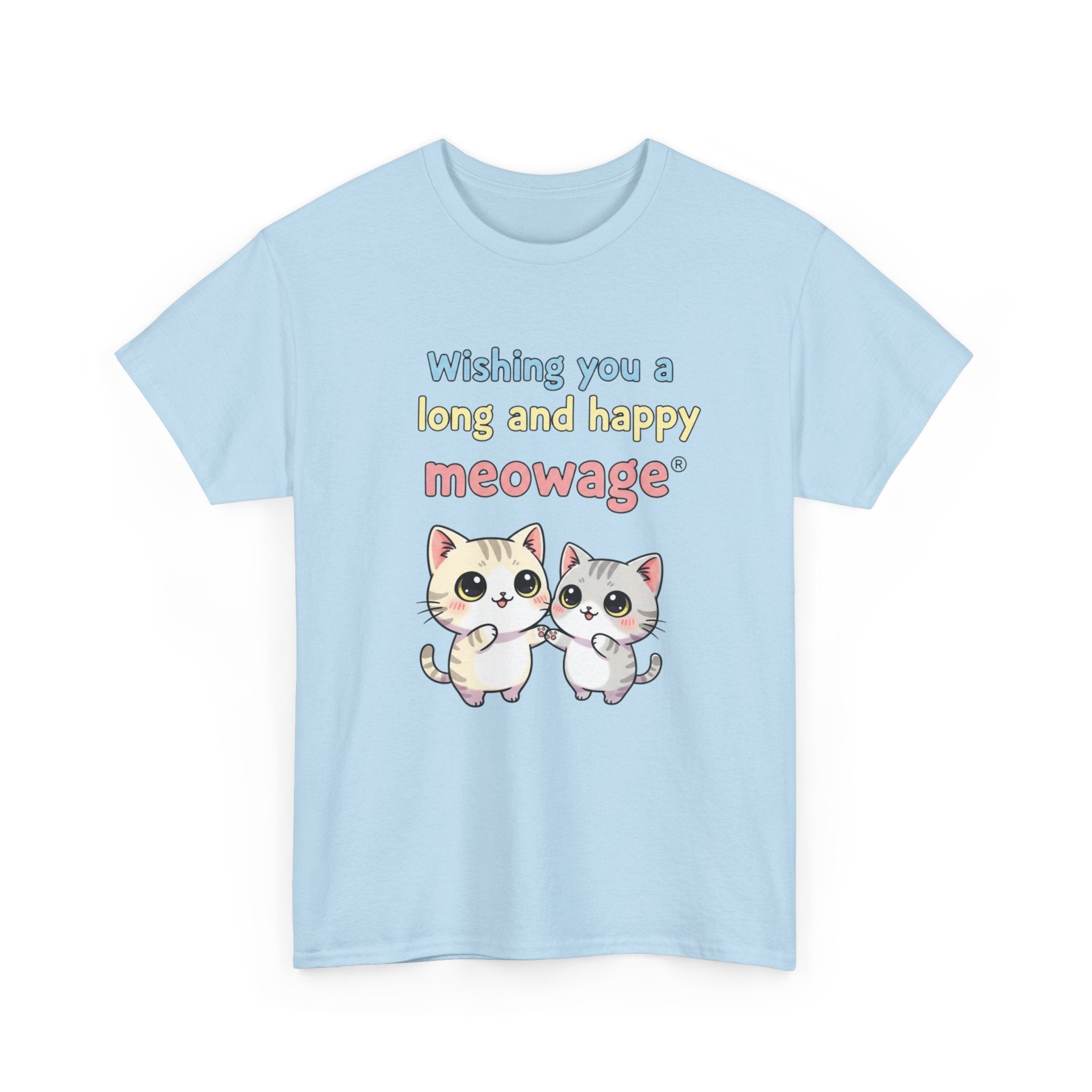 "Wishing you a long and happy meowage®" Cat Couple Graphic Tee