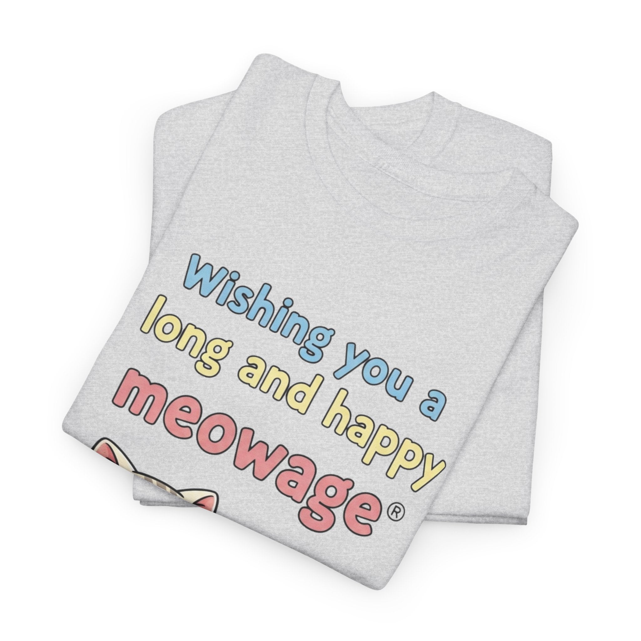 "Wishing you a long and happy meowage®" Cat Couple Graphic Tee