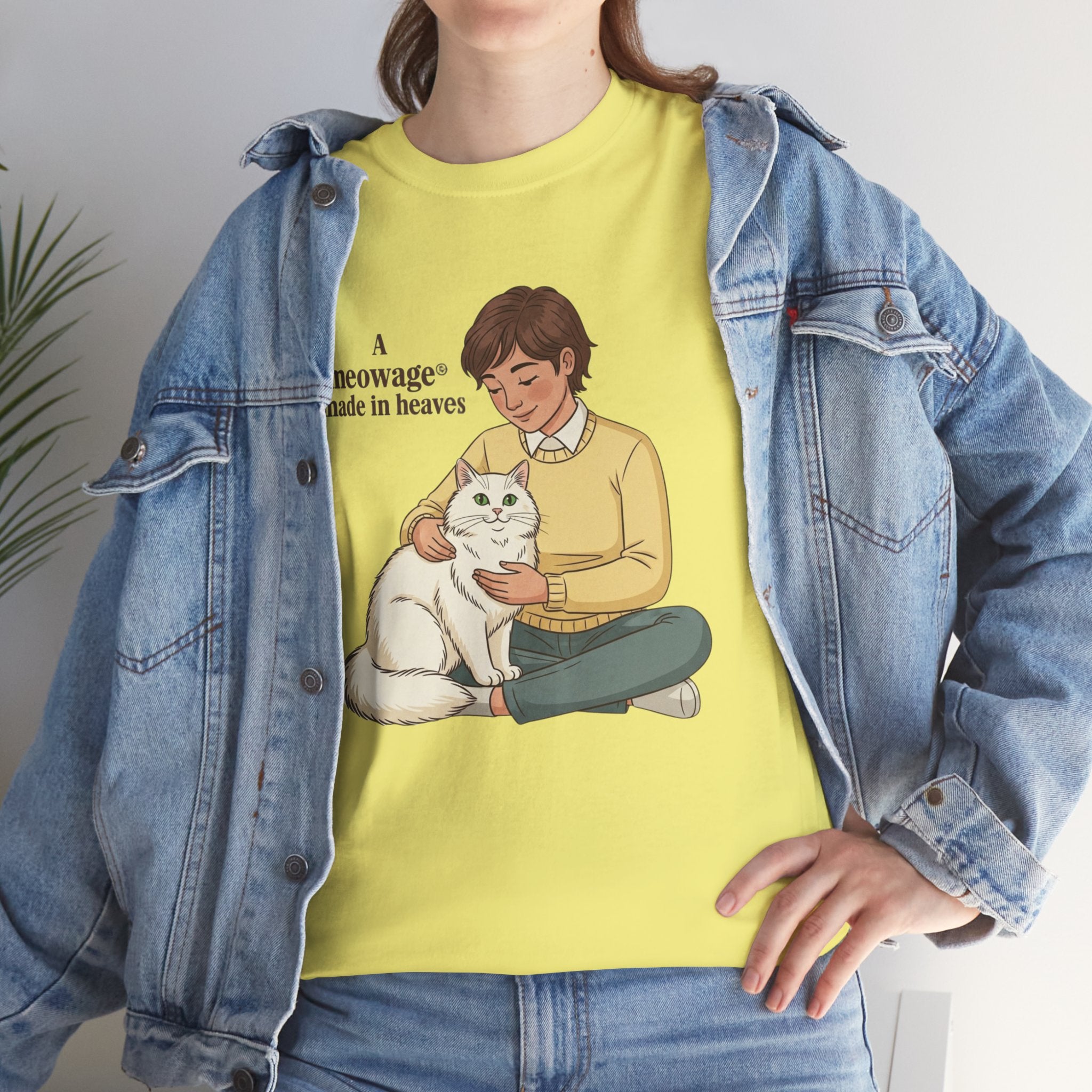 "A meowage® made in heaven" Cat Graphic Tee