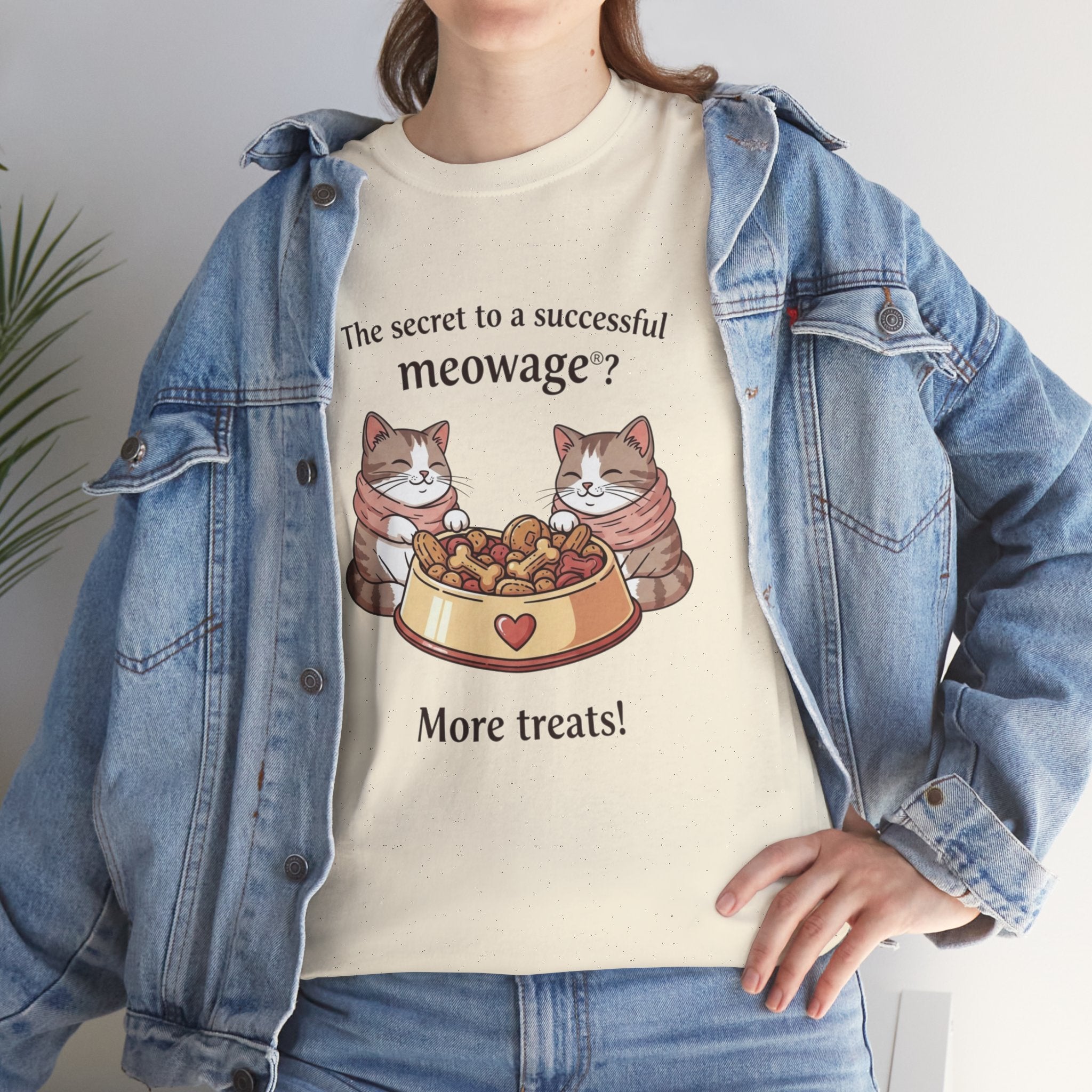 "The secret to a successful meowage®? More treats! " Cat Couple Graphic Tee