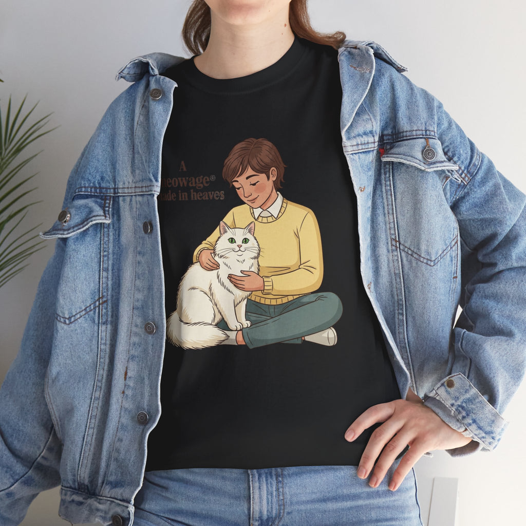 "A meowage® made in heaven" Cat Graphic Tee