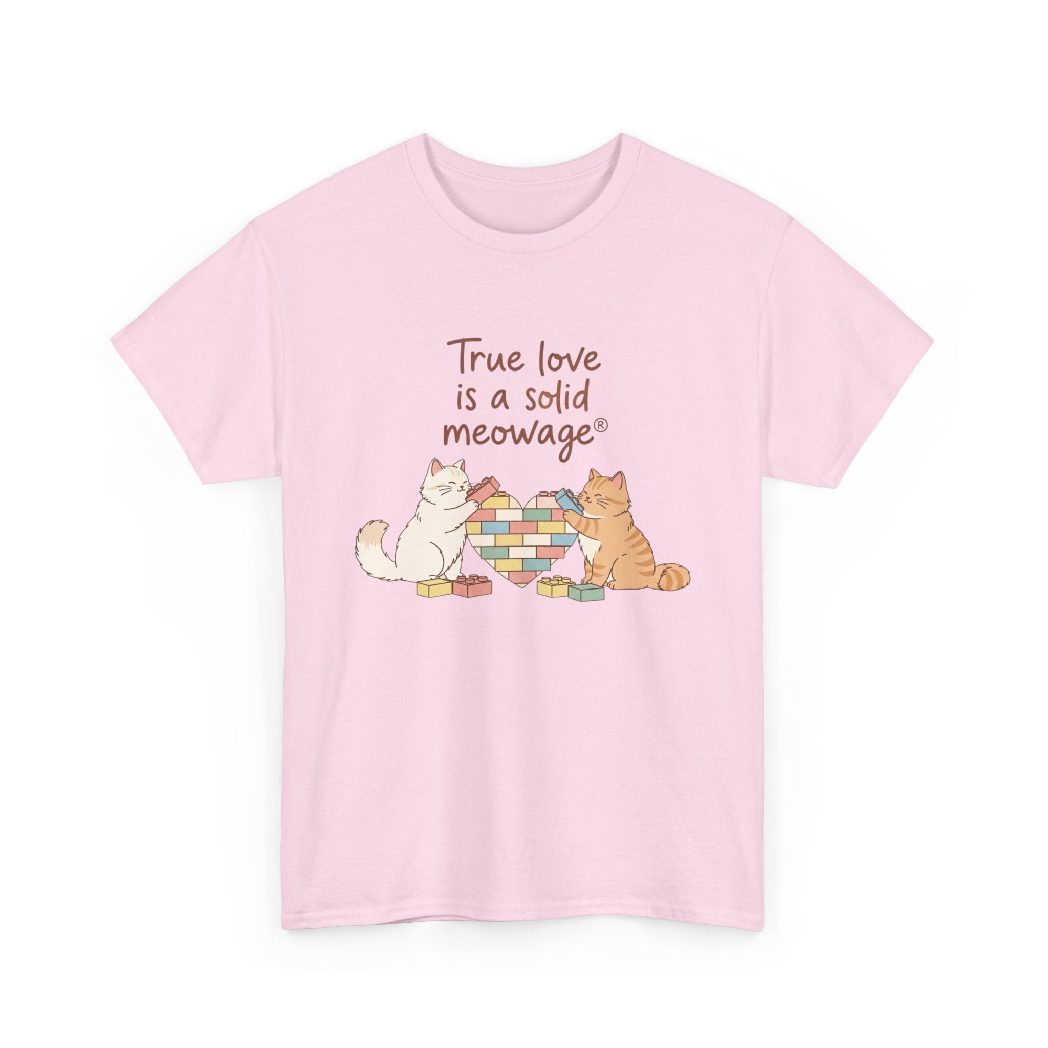 " True love is a solid meowage® " Cat Couple Graphic Tee