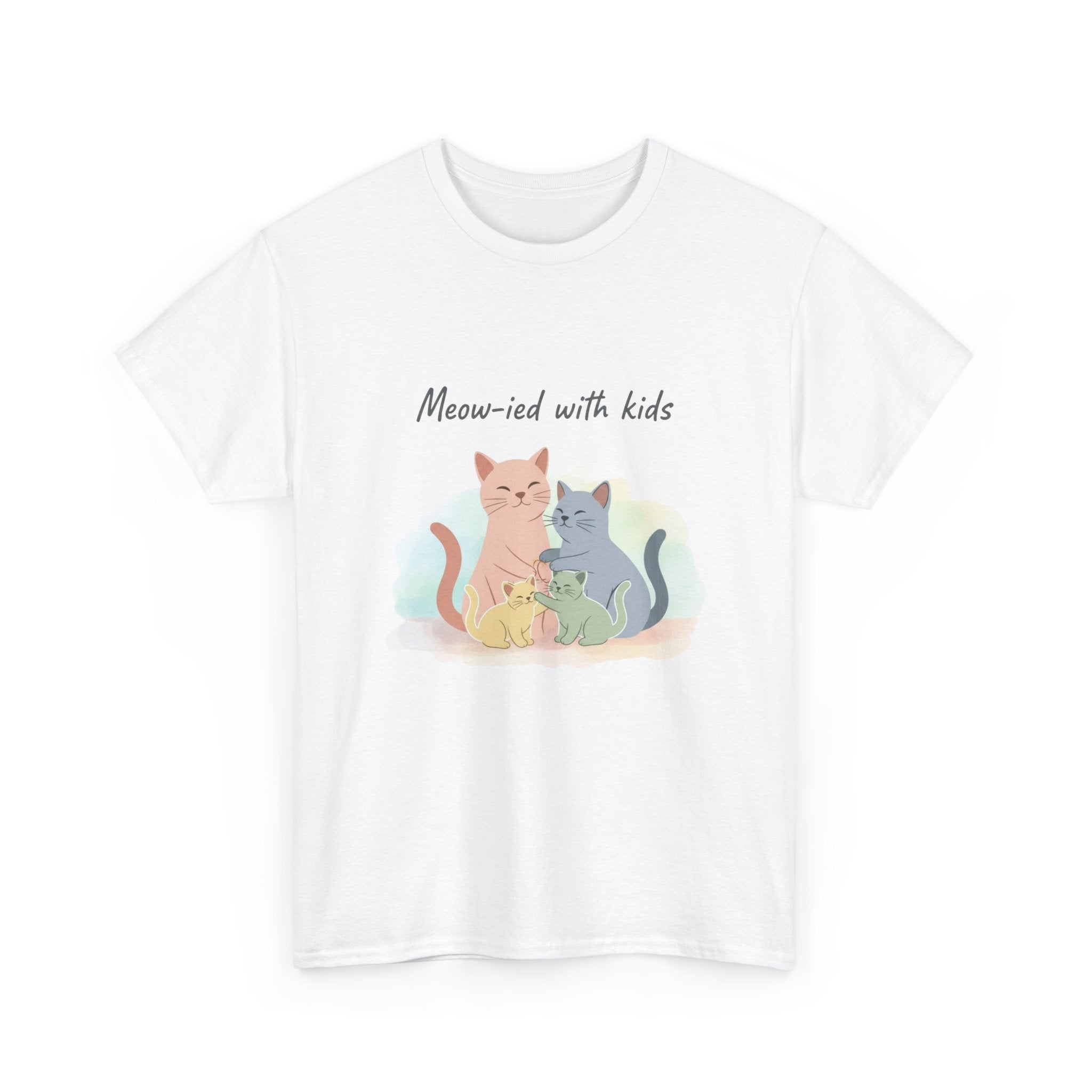 "Meow-ied with kids" Cat Couple Graphic Tee