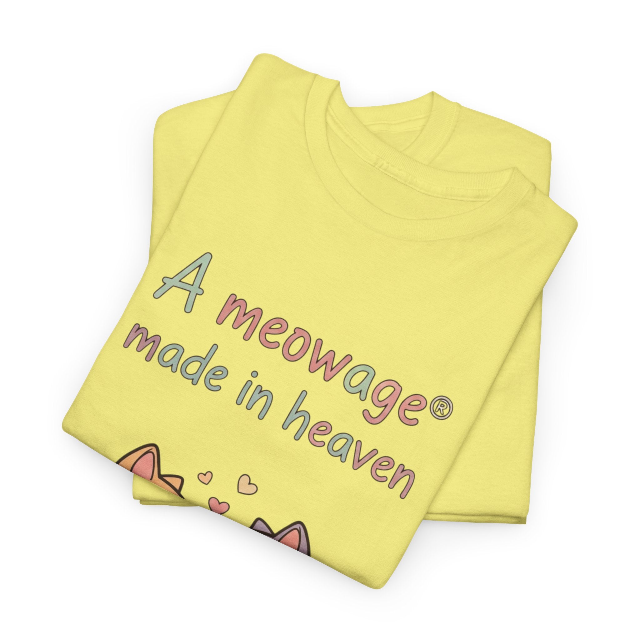 "A meowage® made in heaven” Cat Couple Graphic Tee