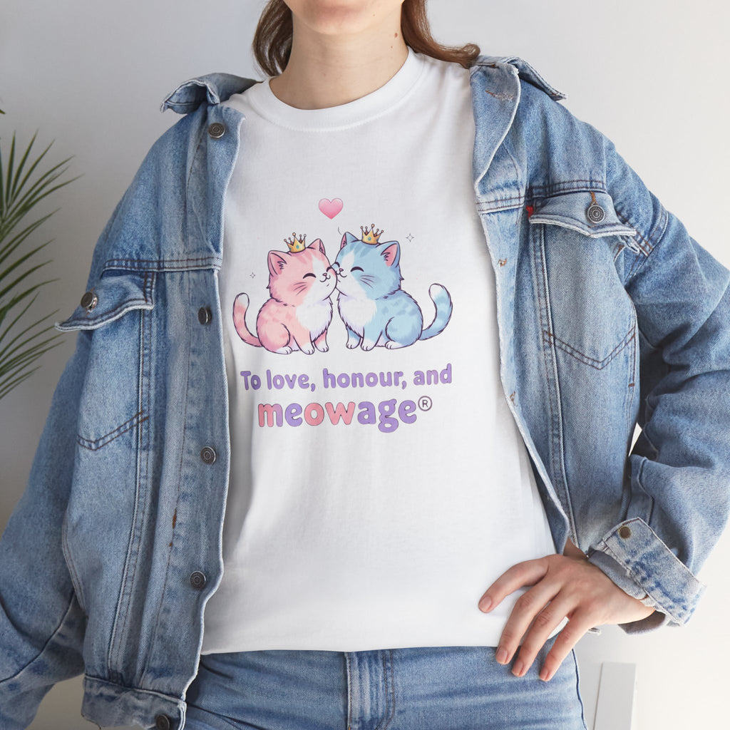 "To love, honour, and meowage®" Cat Couple Graphic Tee