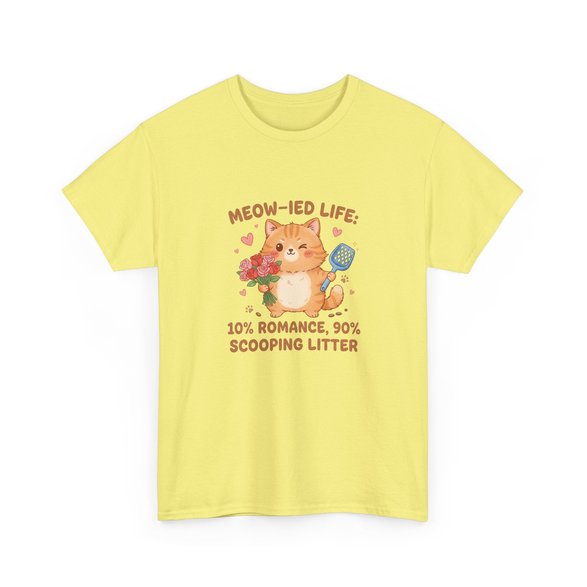 "Meow-ied Life: 10% Romance, 90% Scooping Litter" Cat Graphic Tee