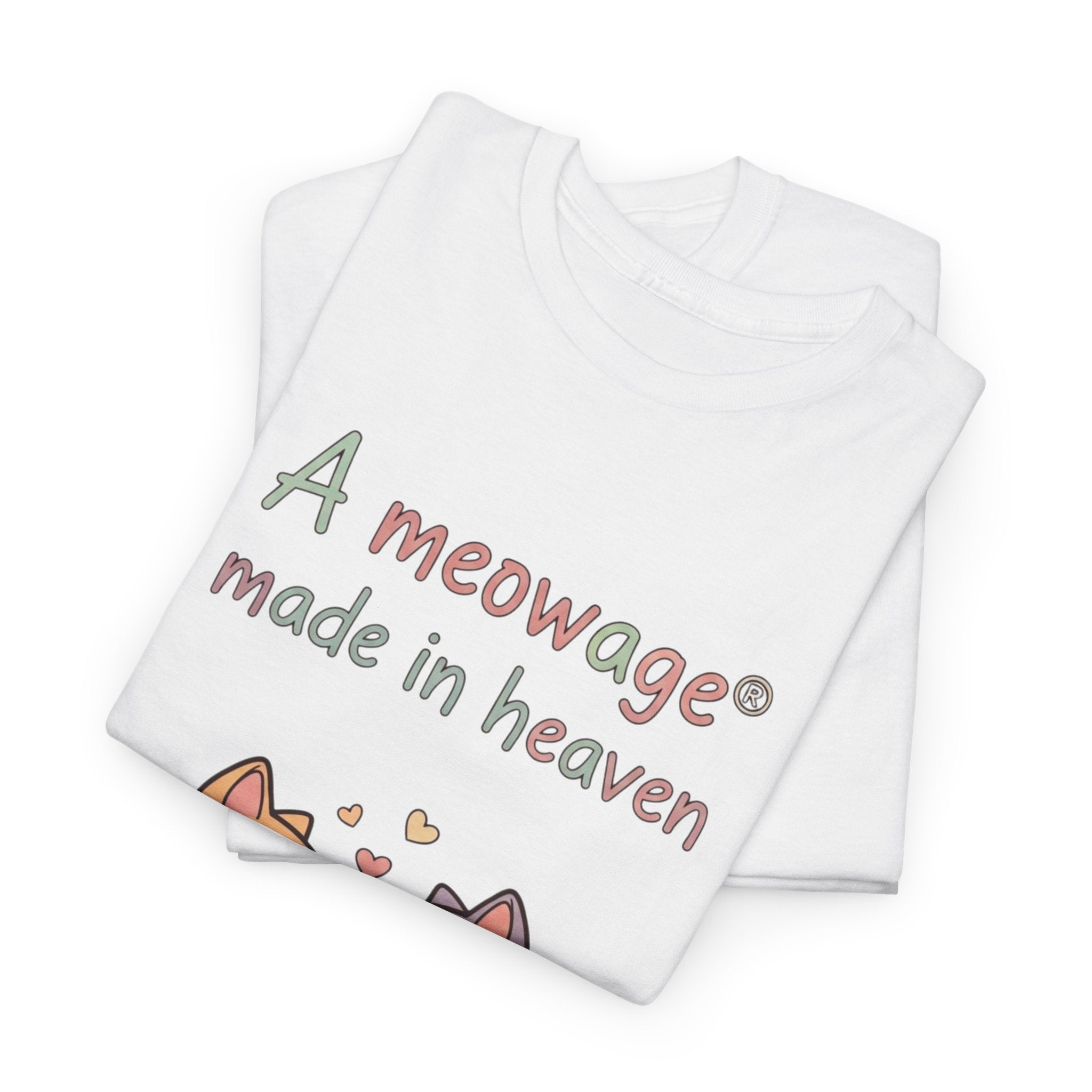 "A meowage® made in heaven” Cat Couple Graphic Tee
