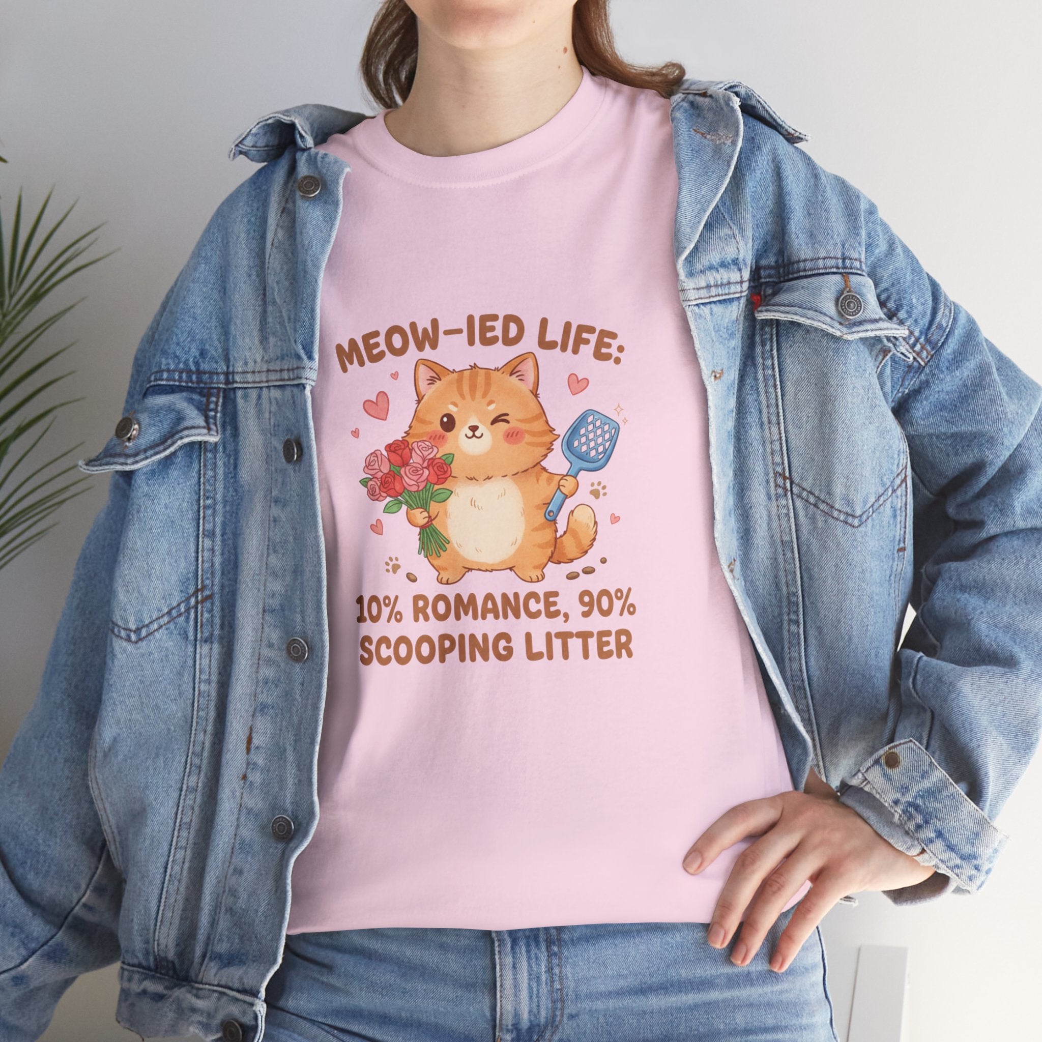 "Meow-ied Life: 10% Romance, 90% Scooping Litter" Cat Graphic Tee