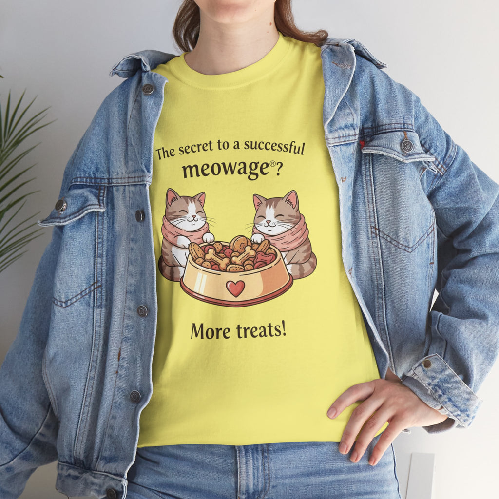 "The secret to a successful meowage®? More treats! " Cat Couple Graphic Tee