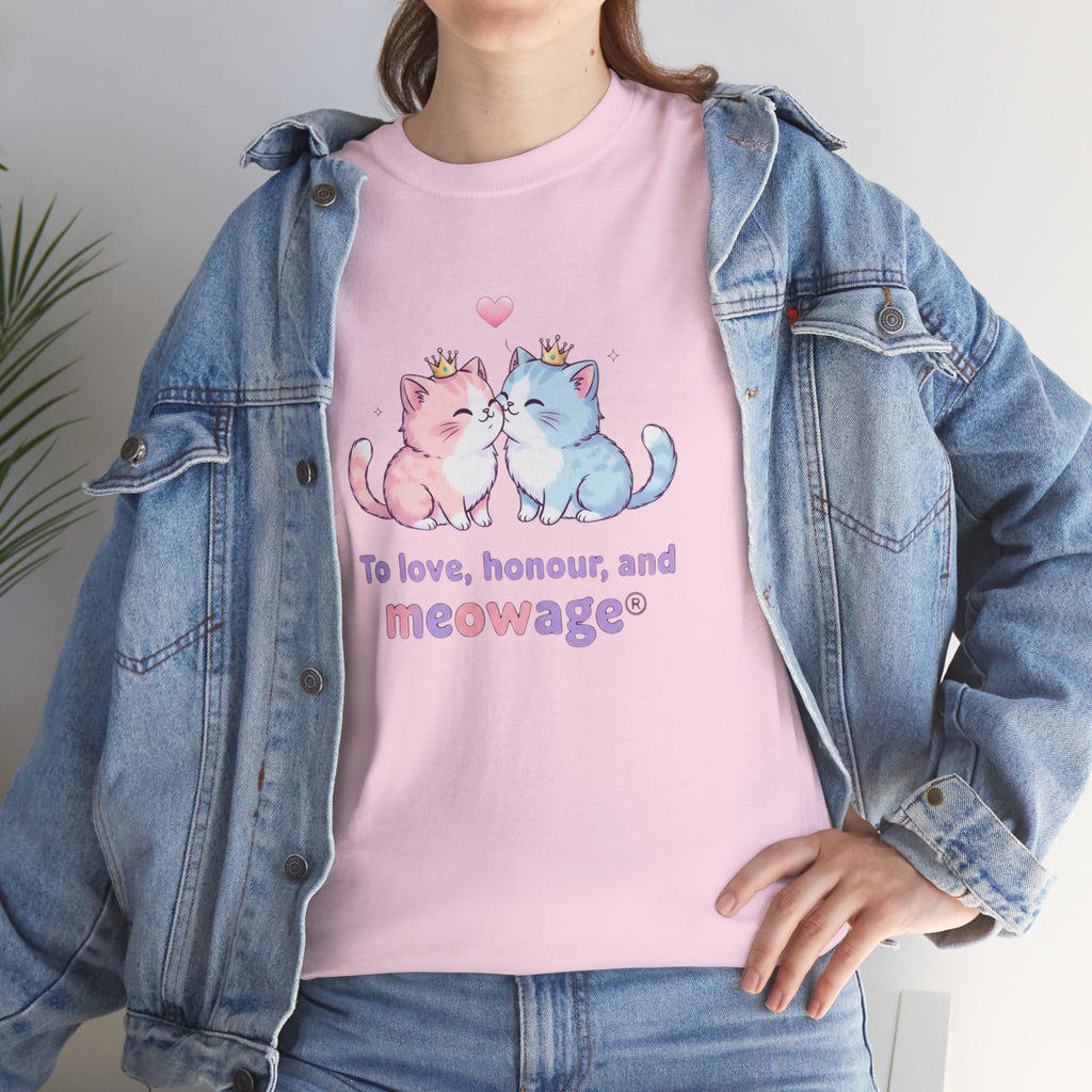 "To love, honour, and meowage®" Cat Couple Graphic Tee