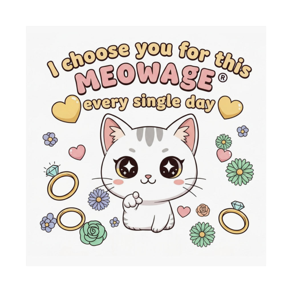"I choose you for this meowage®, every single day" Cute Cat Wall Art