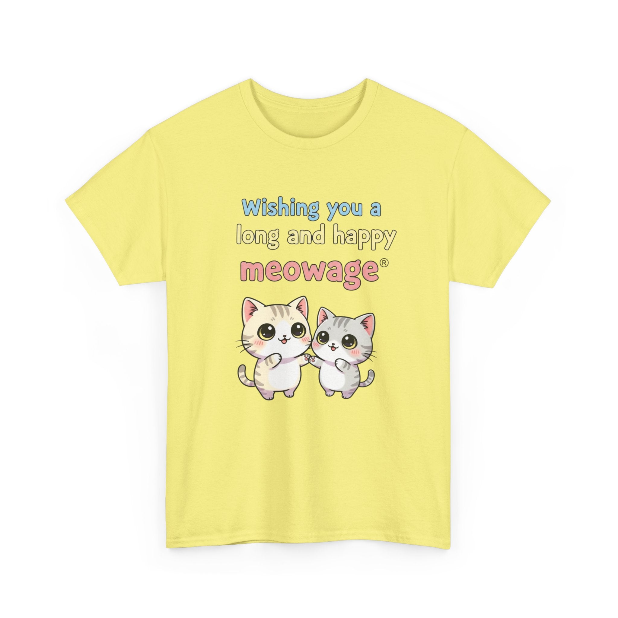 "Wishing you a long and happy meowage®" Cat Couple Graphic Tee