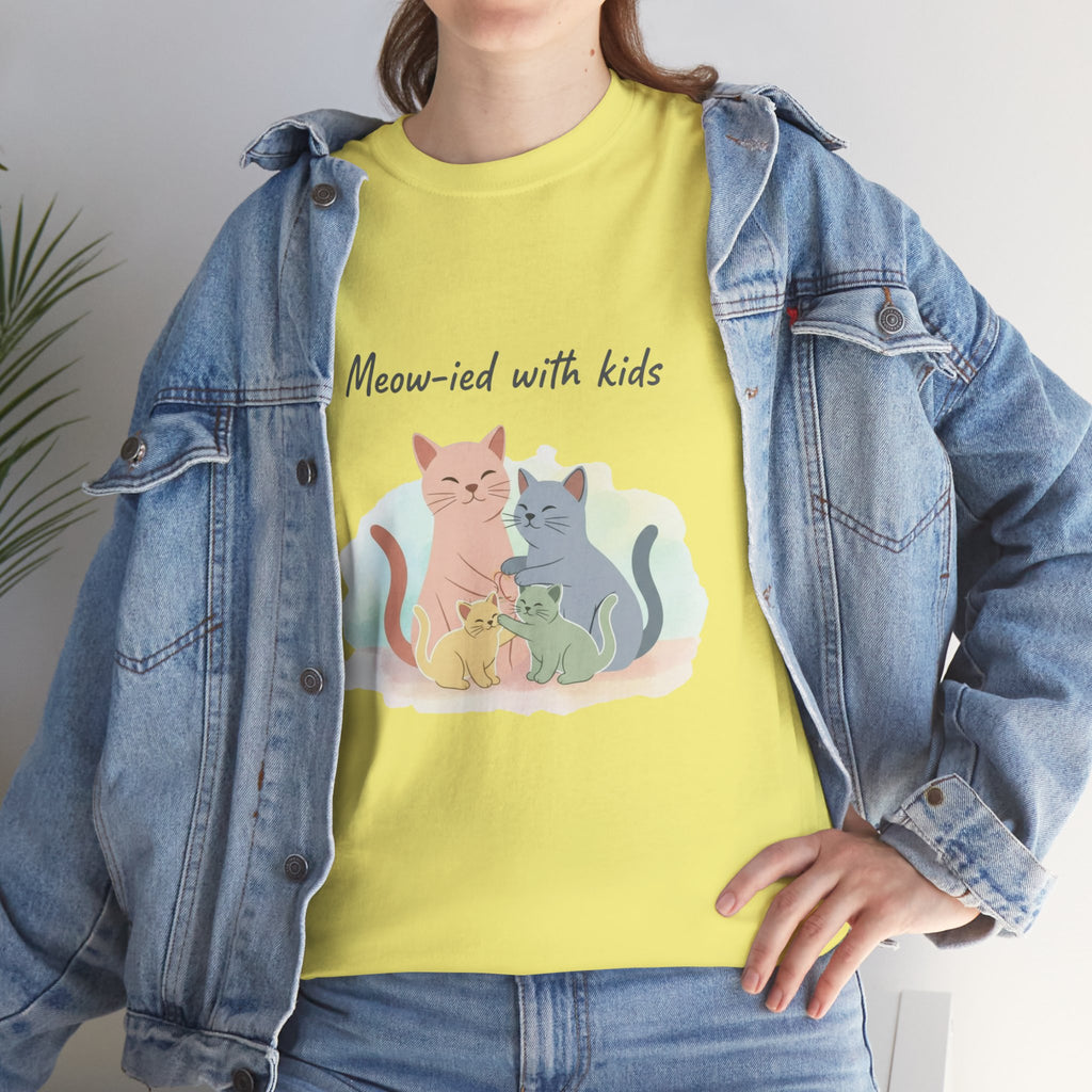 "Meow-ied with kids" Cat Couple Graphic Tee