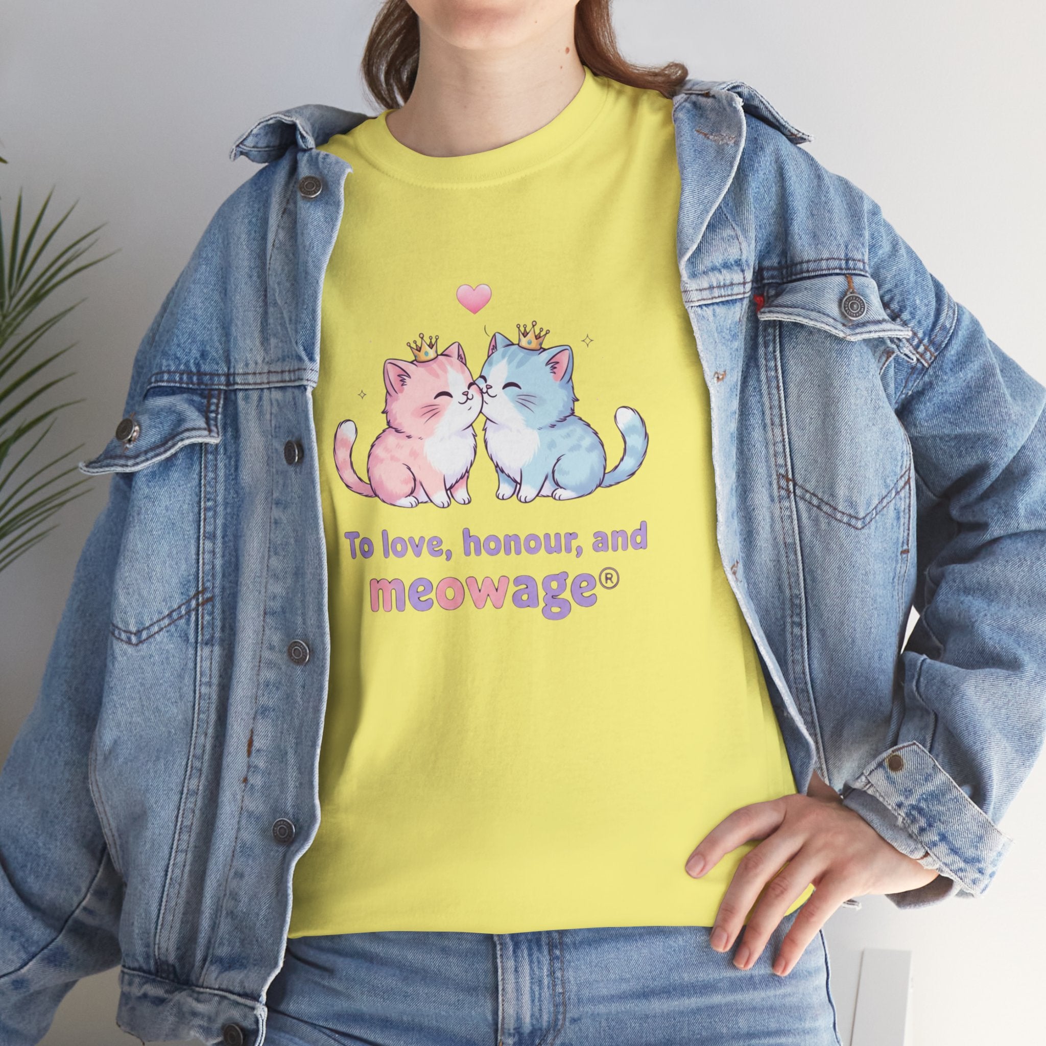 "To love, honour, and meowage®" Cat Couple Graphic Tee