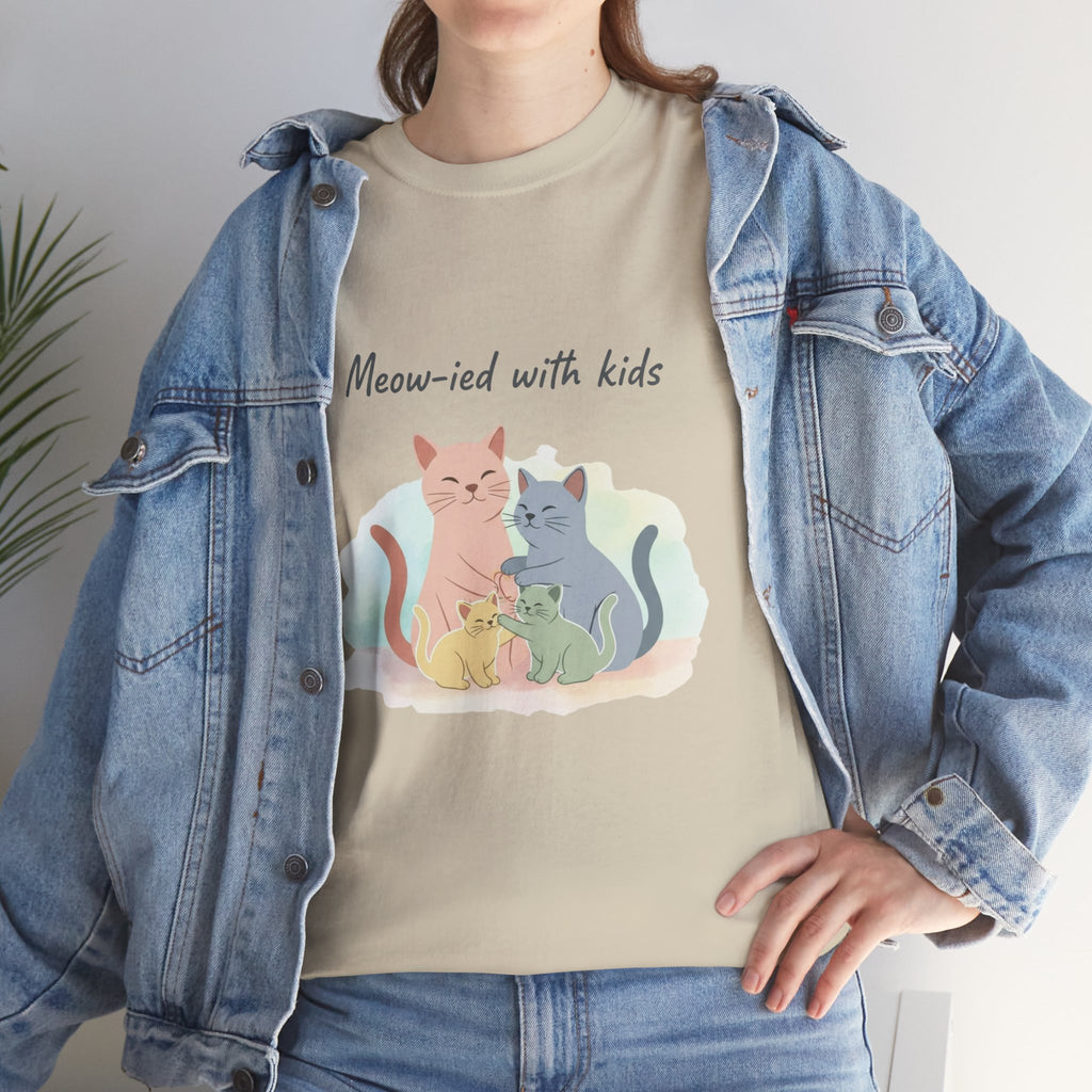 "Meow-ied with kids" Cat Couple Graphic Tee
