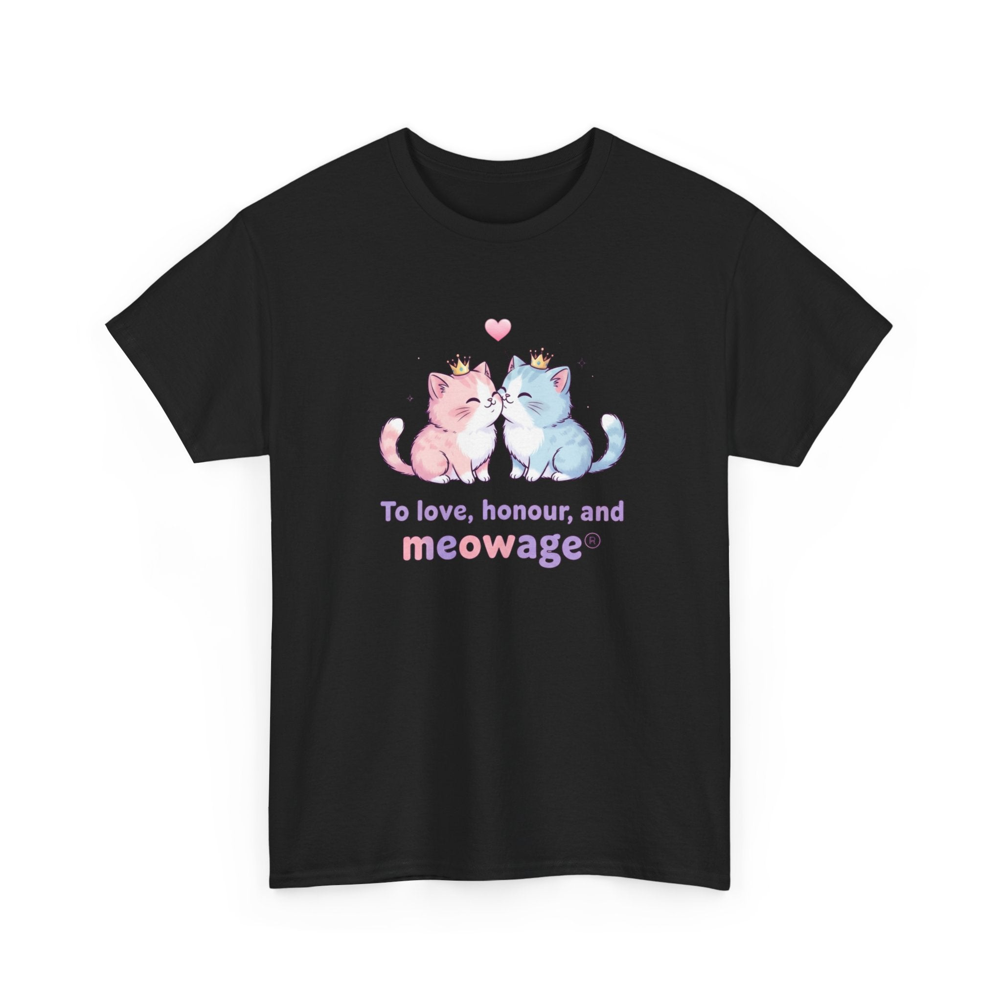 "To love, honour, and meowage®" Cat Couple Graphic Tee