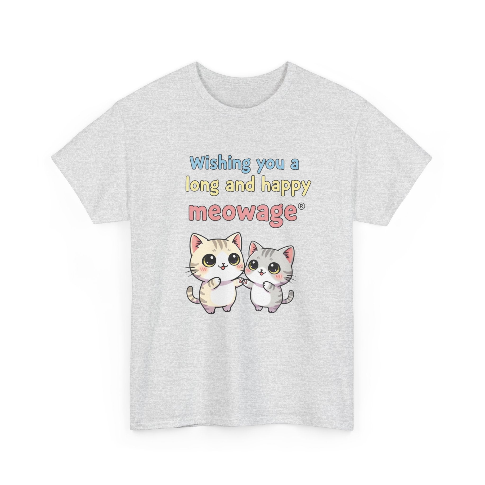 "Wishing you a long and happy meowage®" Cat Couple Graphic Tee