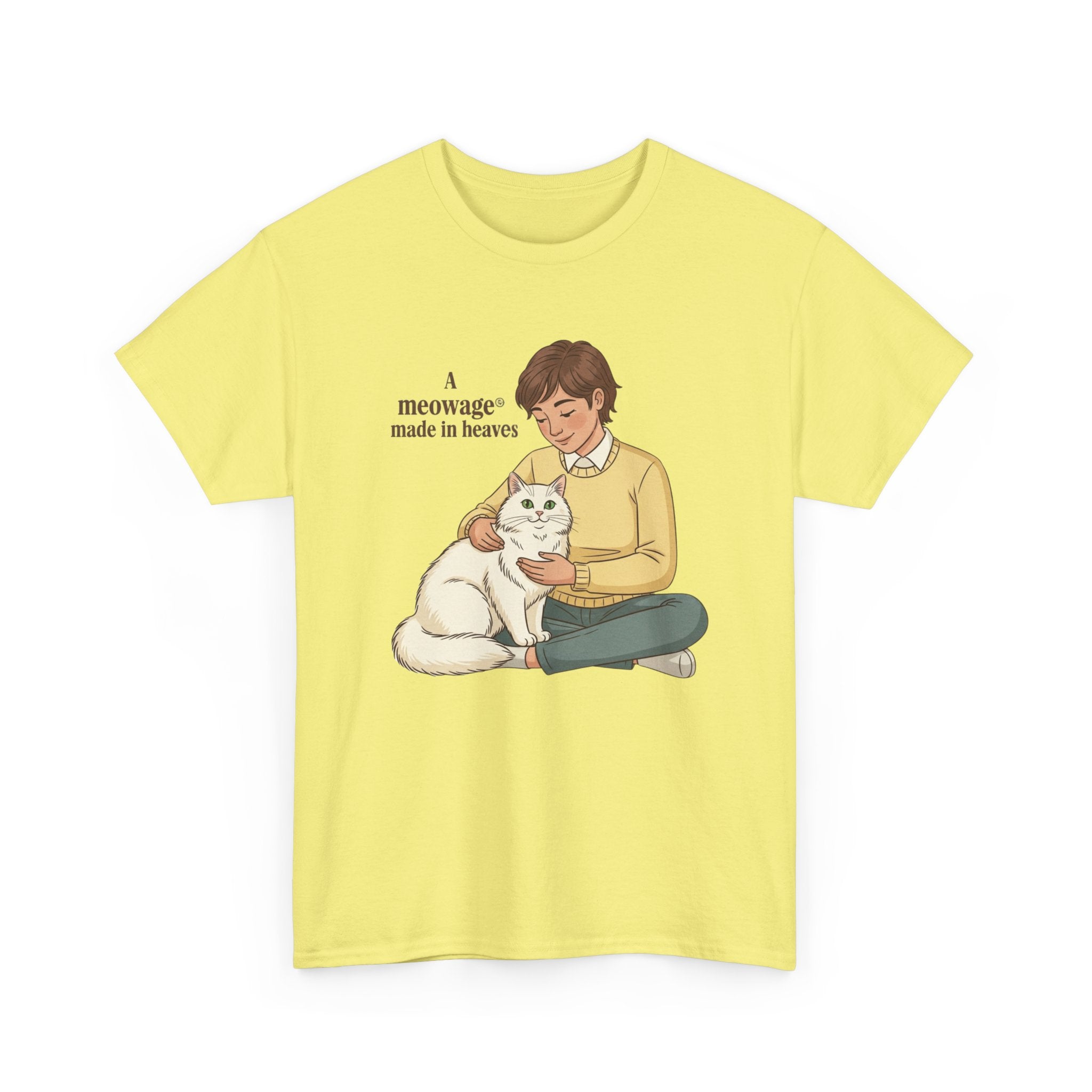 "A meowage® made in heaven" Cat Graphic Tee