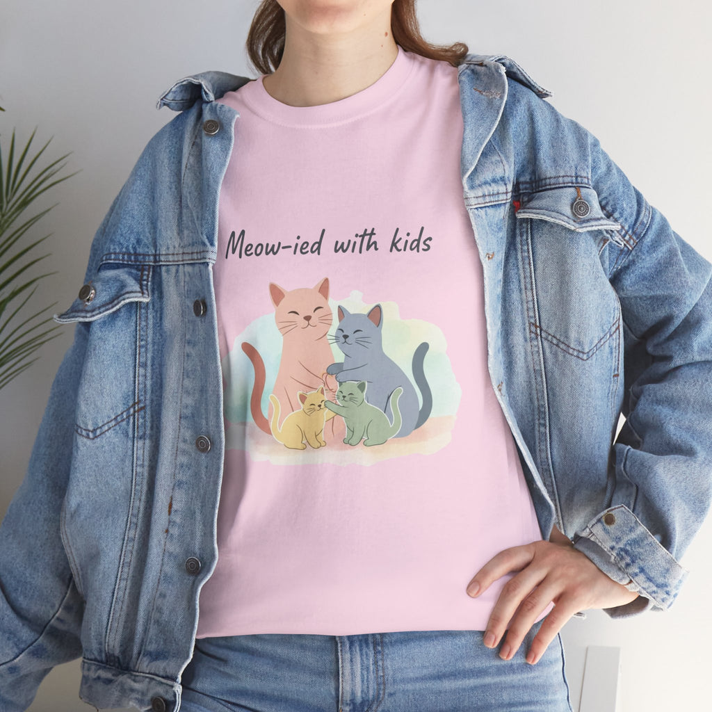 "Meow-ied with kids" Cat Couple Graphic Tee