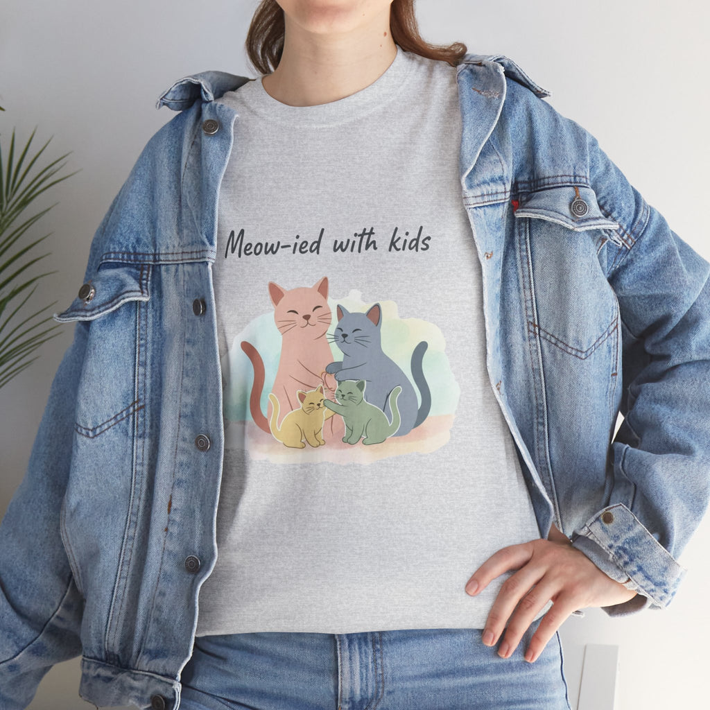 "Meow-ied with kids" Cat Couple Graphic Tee