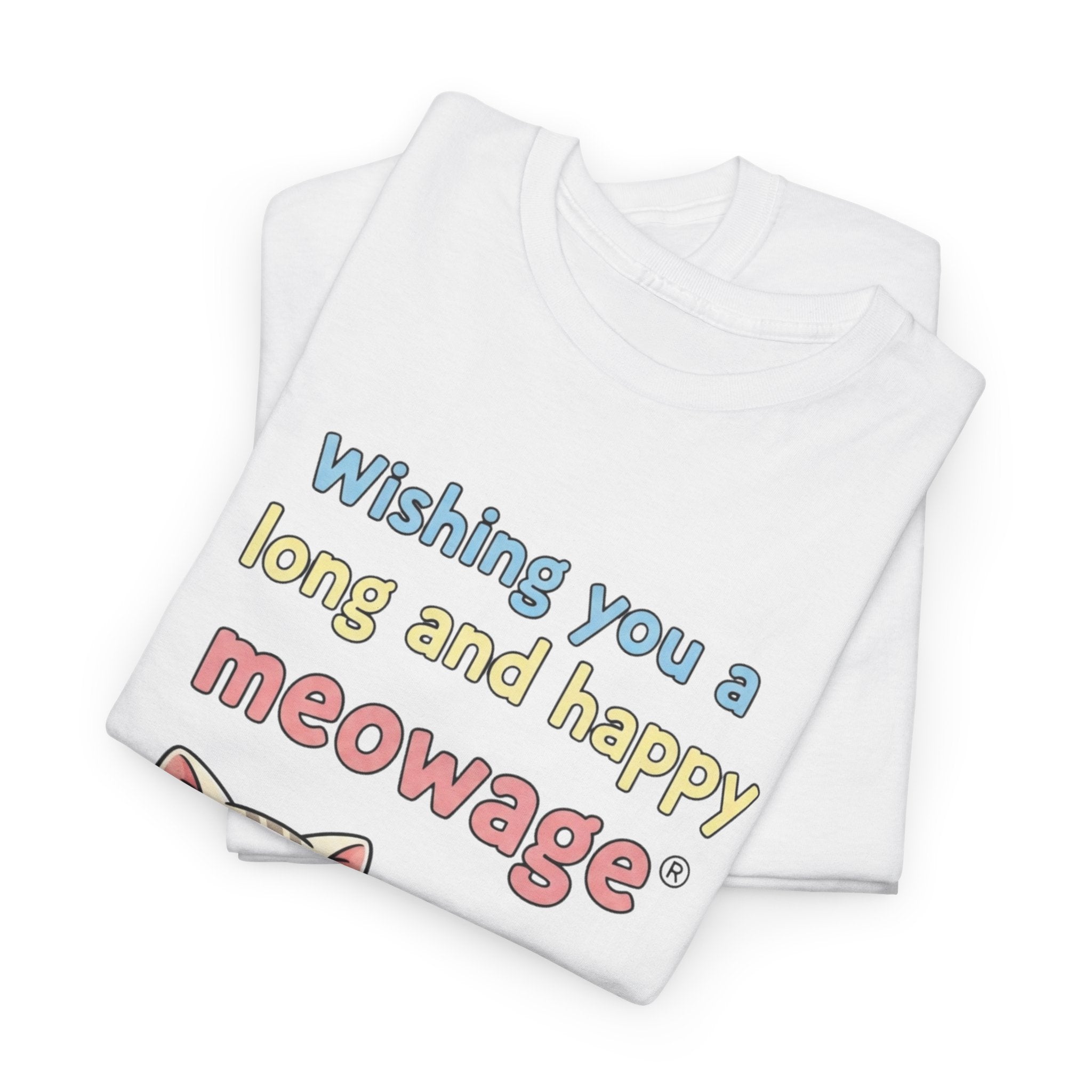 "Wishing you a long and happy meowage®" Cat Couple Graphic Tee