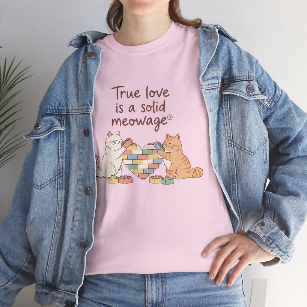 " True love is a solid meowage® " Cat Couple Graphic Tee