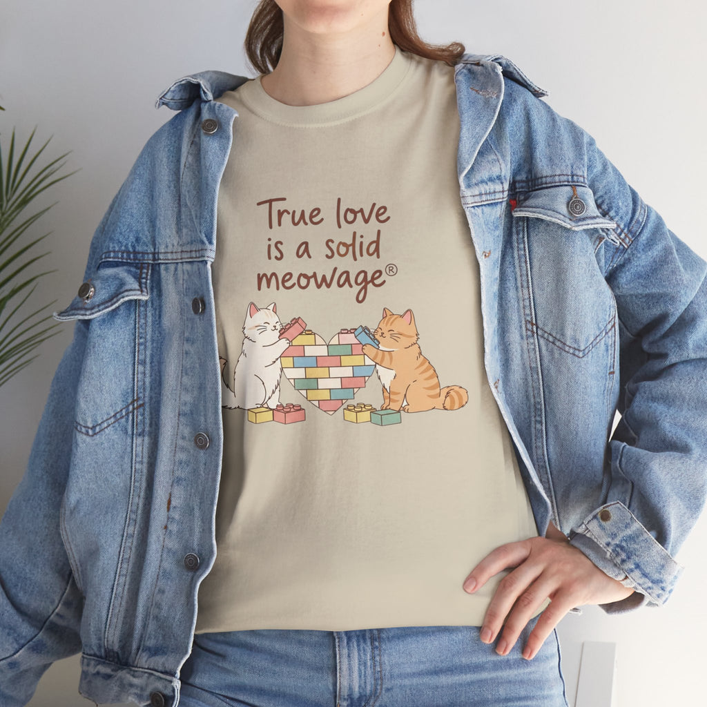 " True love is a solid meowage® " Cat Couple Graphic Tee