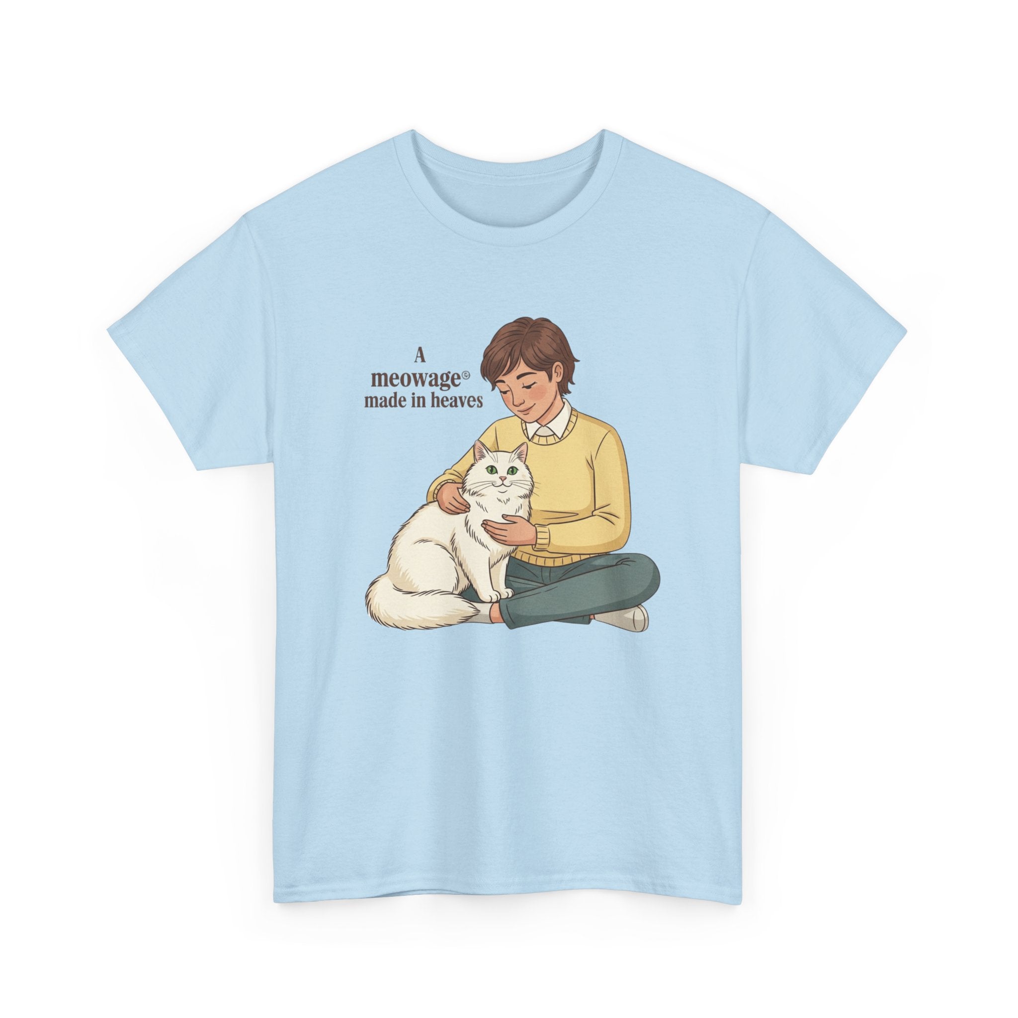 "A meowage® made in heaven" Cat Graphic Tee