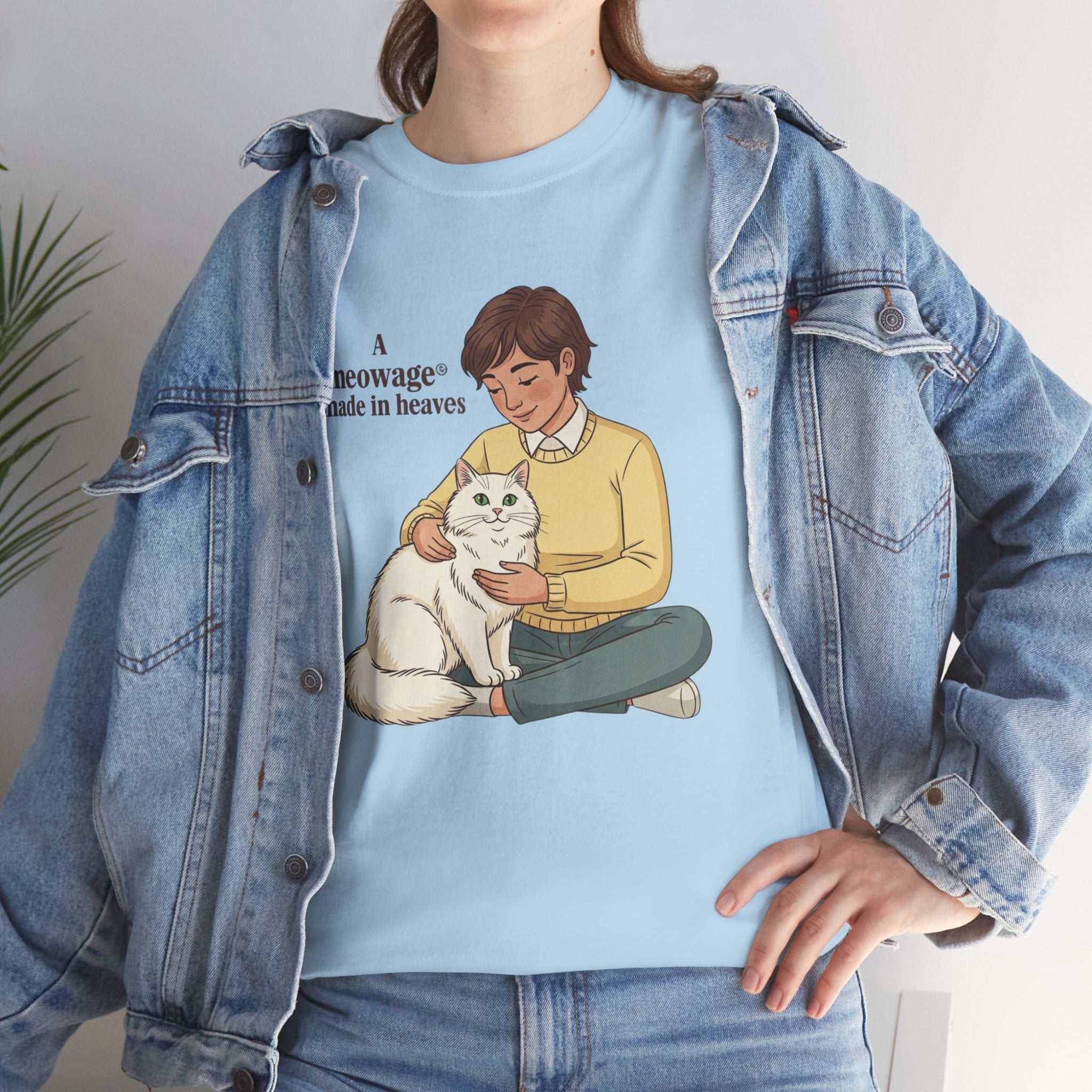 "A meowage® made in heaven" Cat Graphic Tee