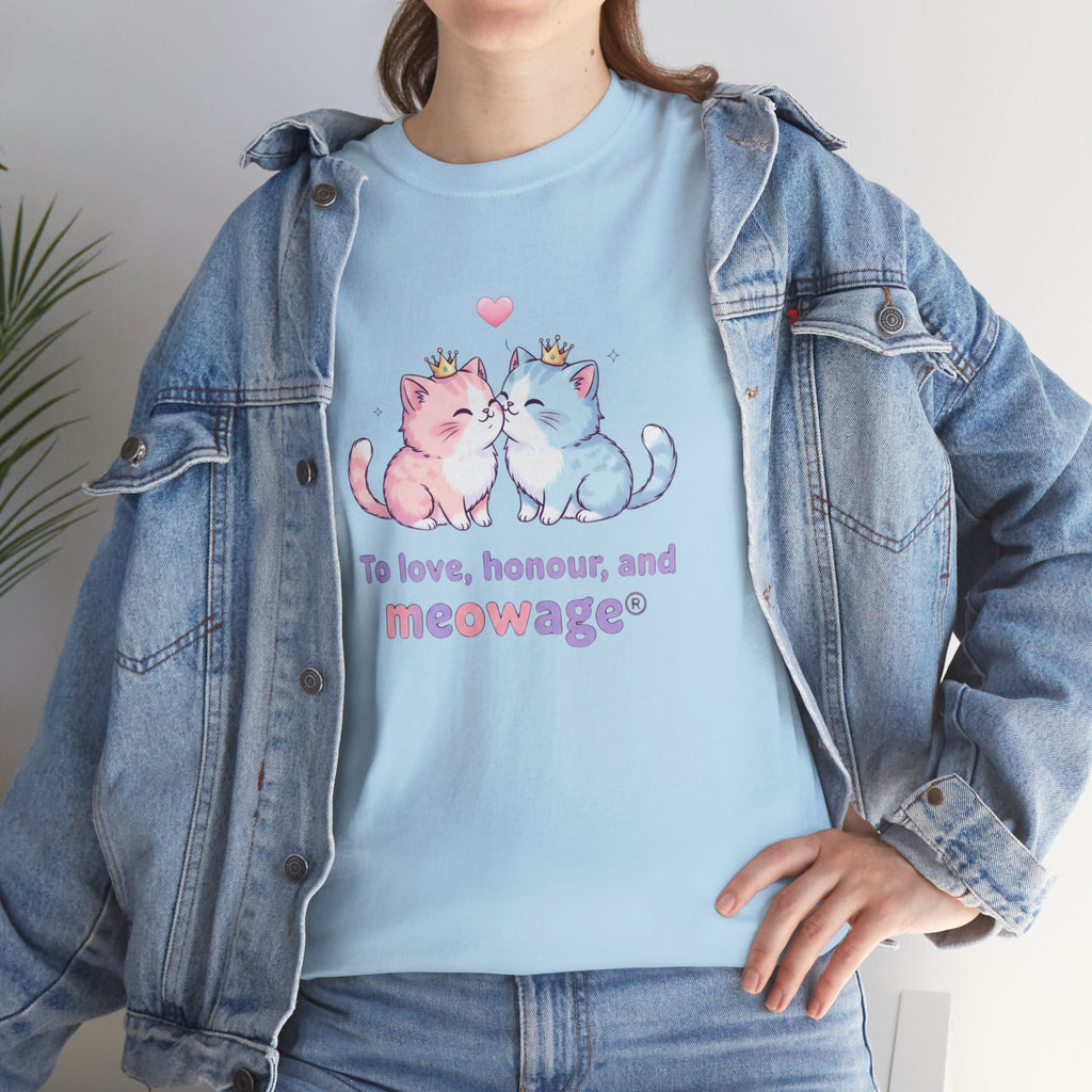 "To love, honour, and meowage®" Cat Couple Graphic Tee