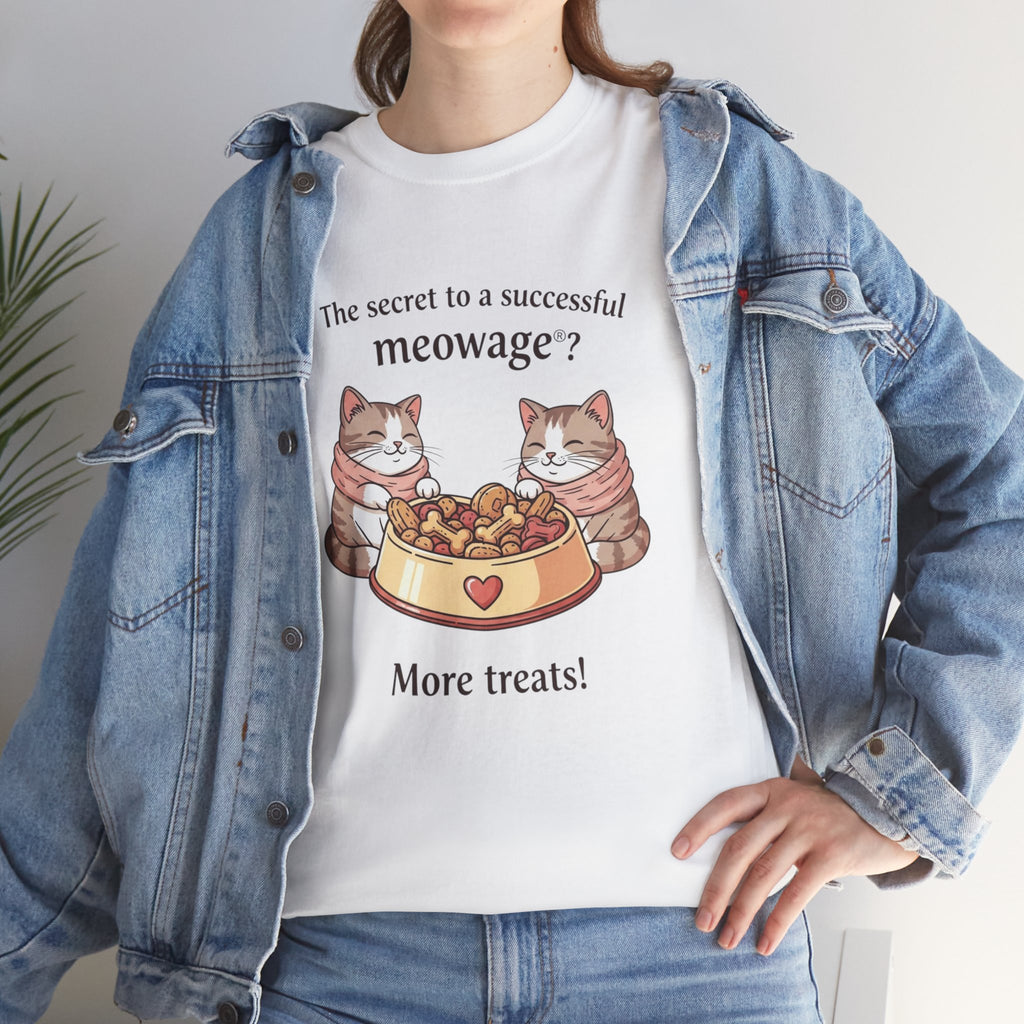 "The secret to a successful meowage®? More treats! " Cat Couple Graphic Tee