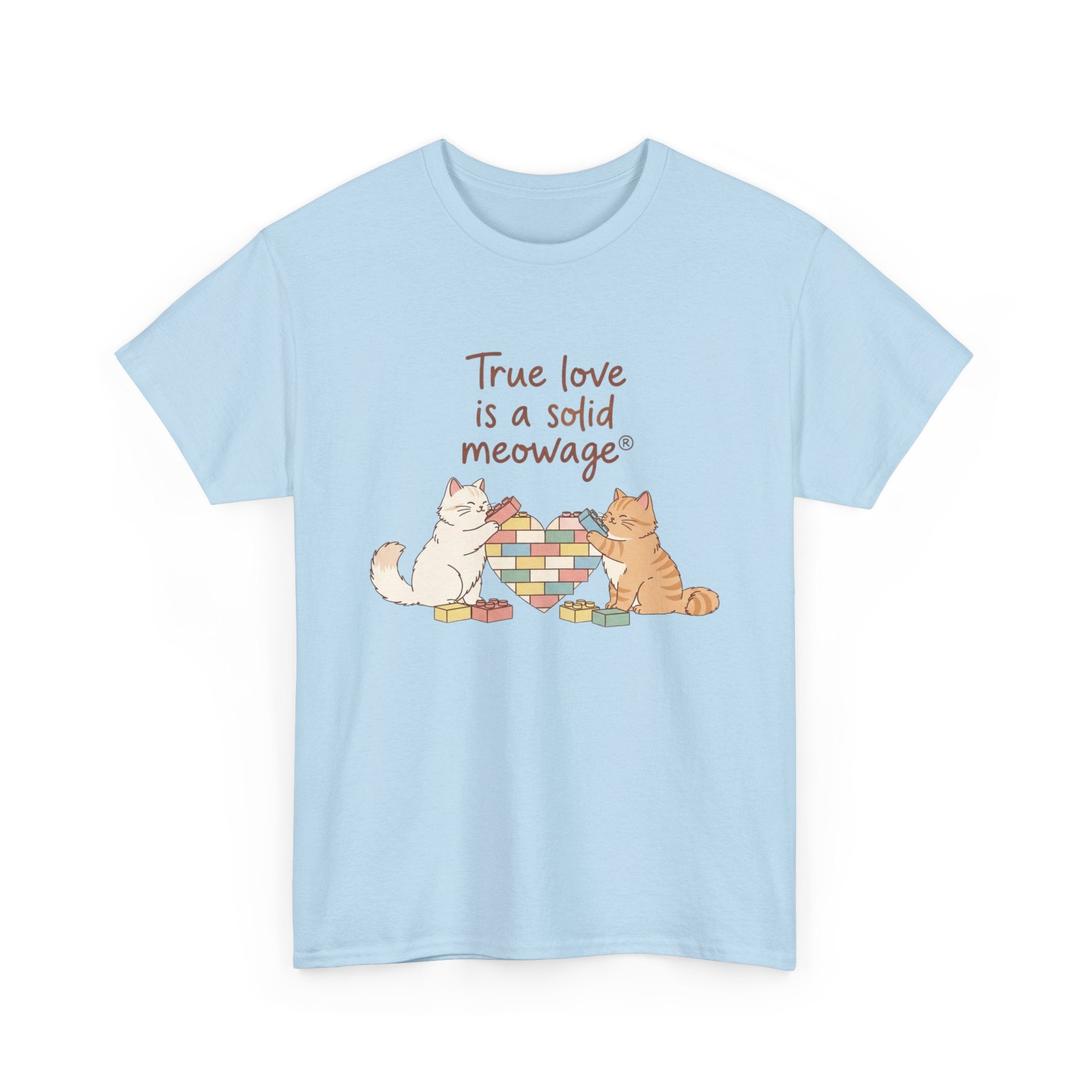 " True love is a solid meowage® " Cat Couple Graphic Tee
