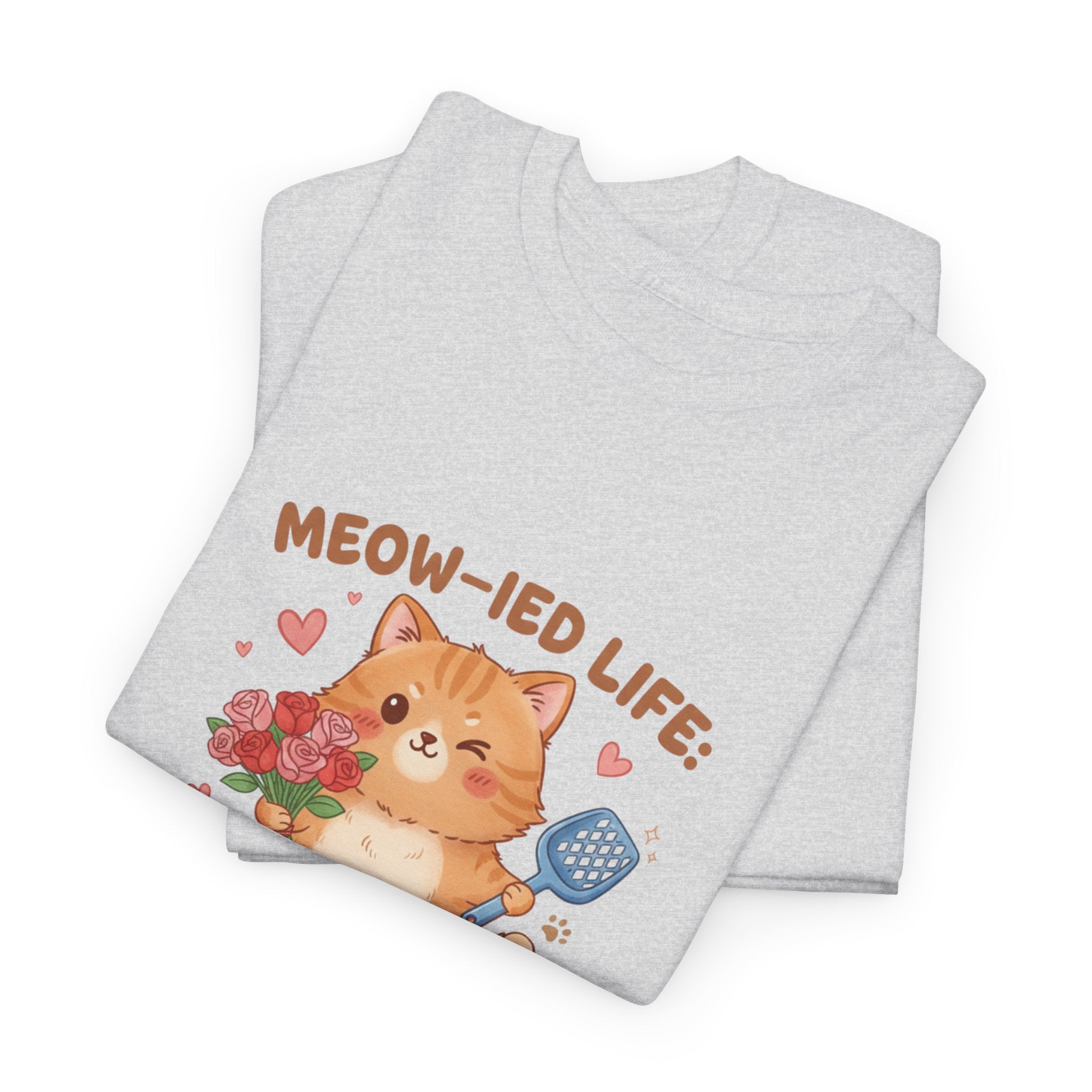 "Meow-ied Life: 10% Romance, 90% Scooping Litter" Cat Graphic Tee