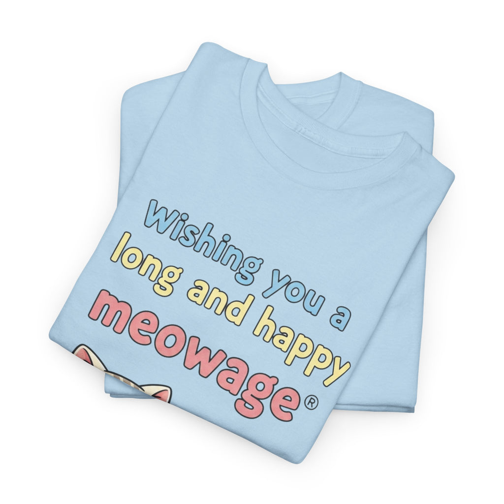 "Wishing you a long and happy meowage®" Cat Couple Graphic Tee