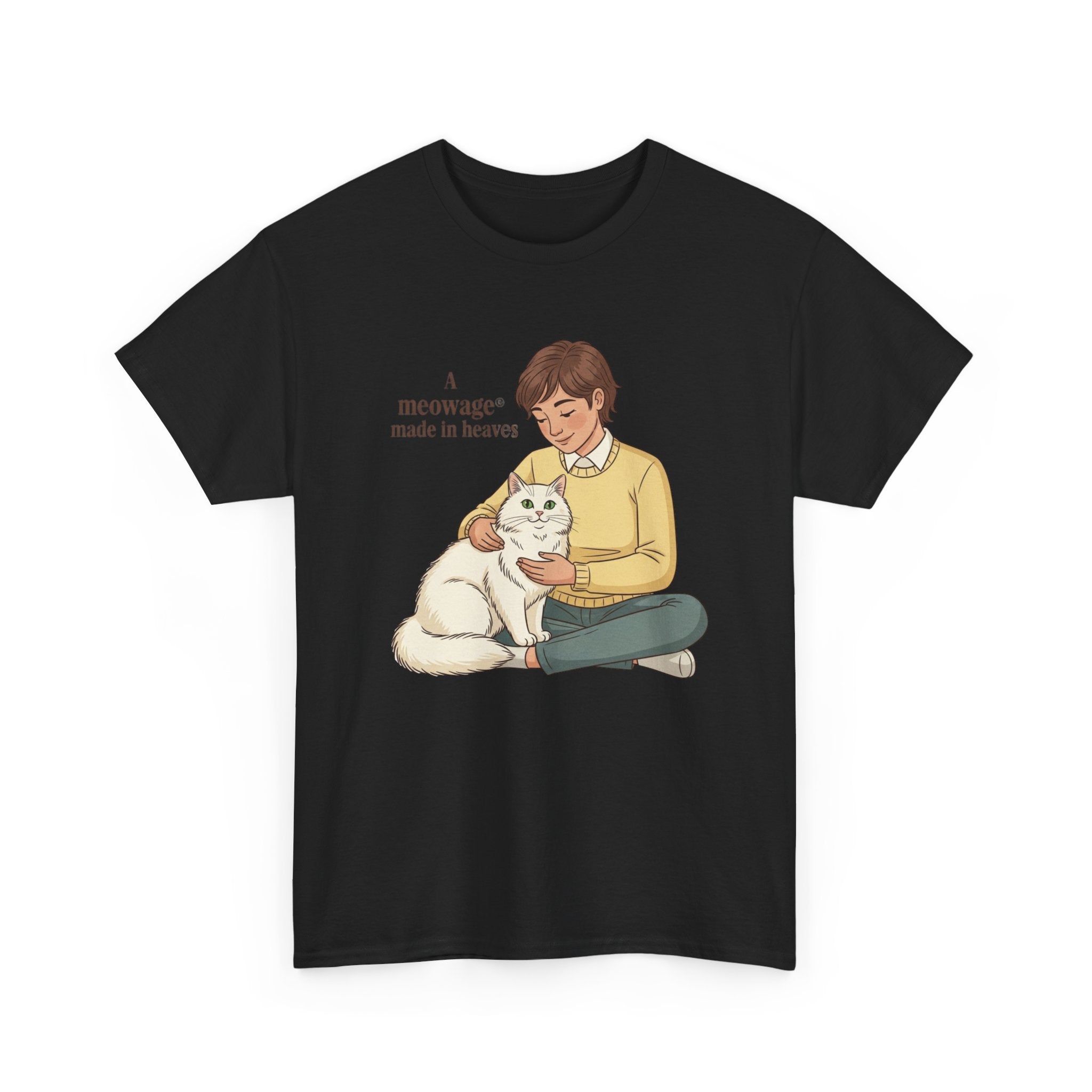 "A meowage® made in heaven" Cat Graphic Tee