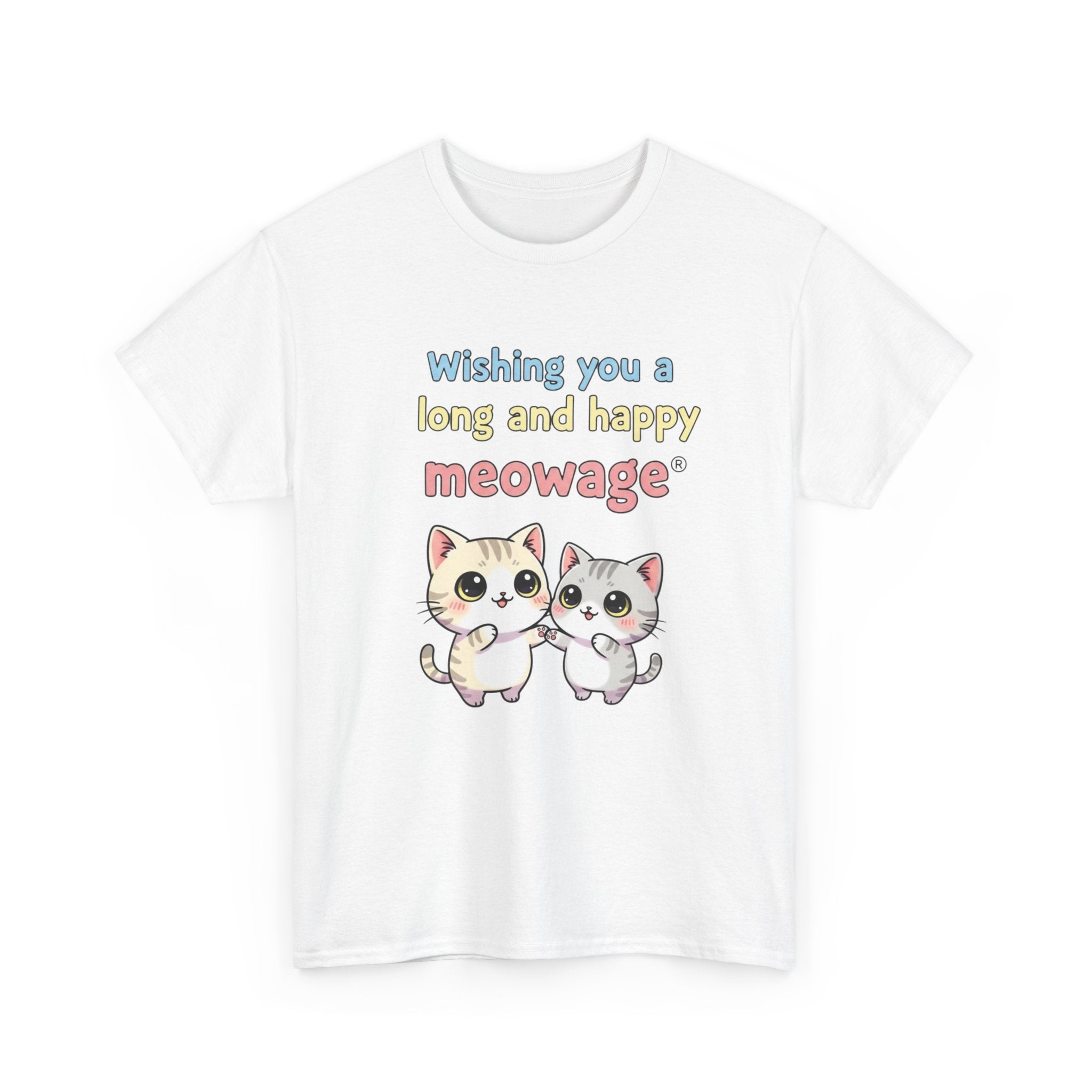 "Wishing you a long and happy meowage®" Cat Couple Graphic Tee