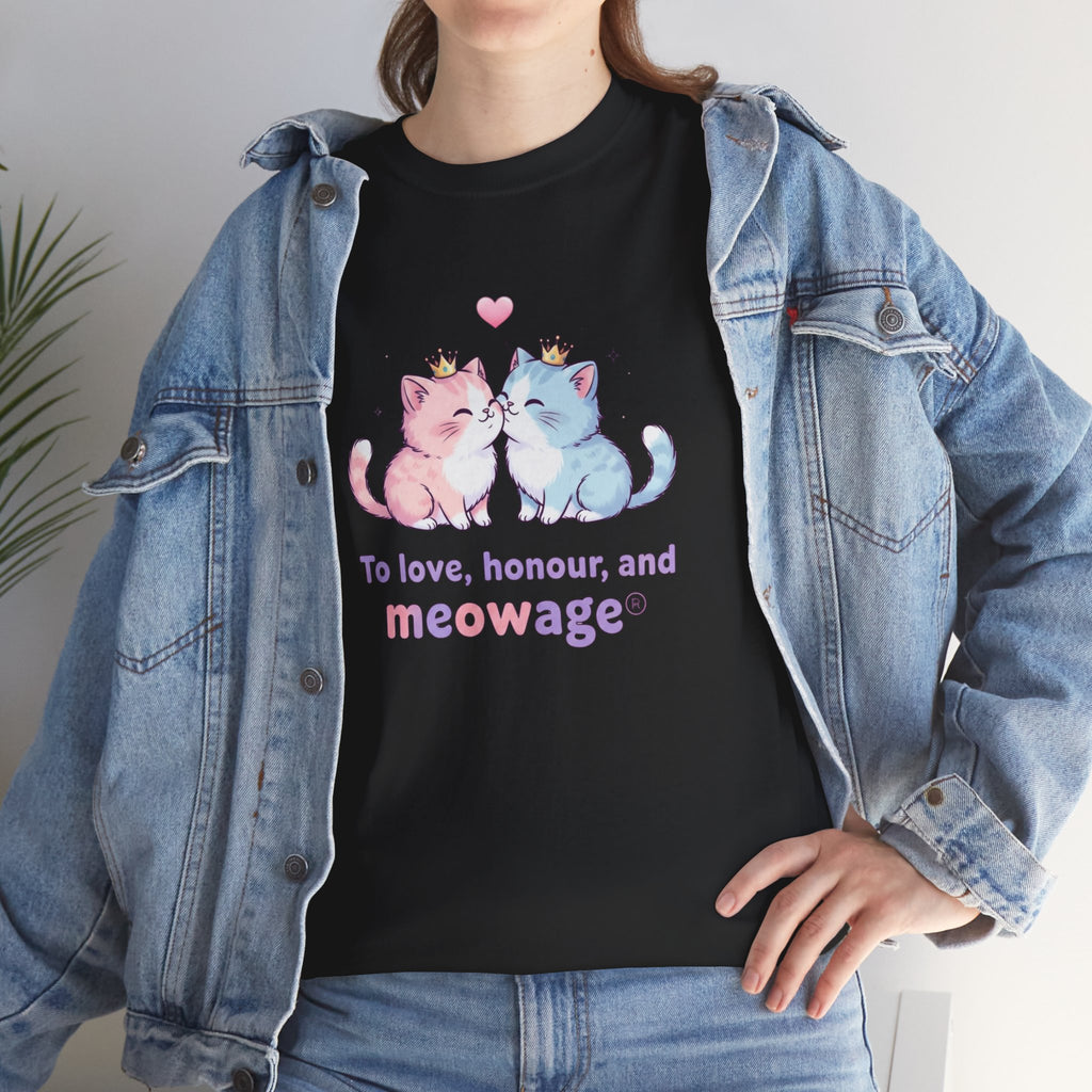 "To love, honour, and meowage®" Cat Couple Graphic Tee