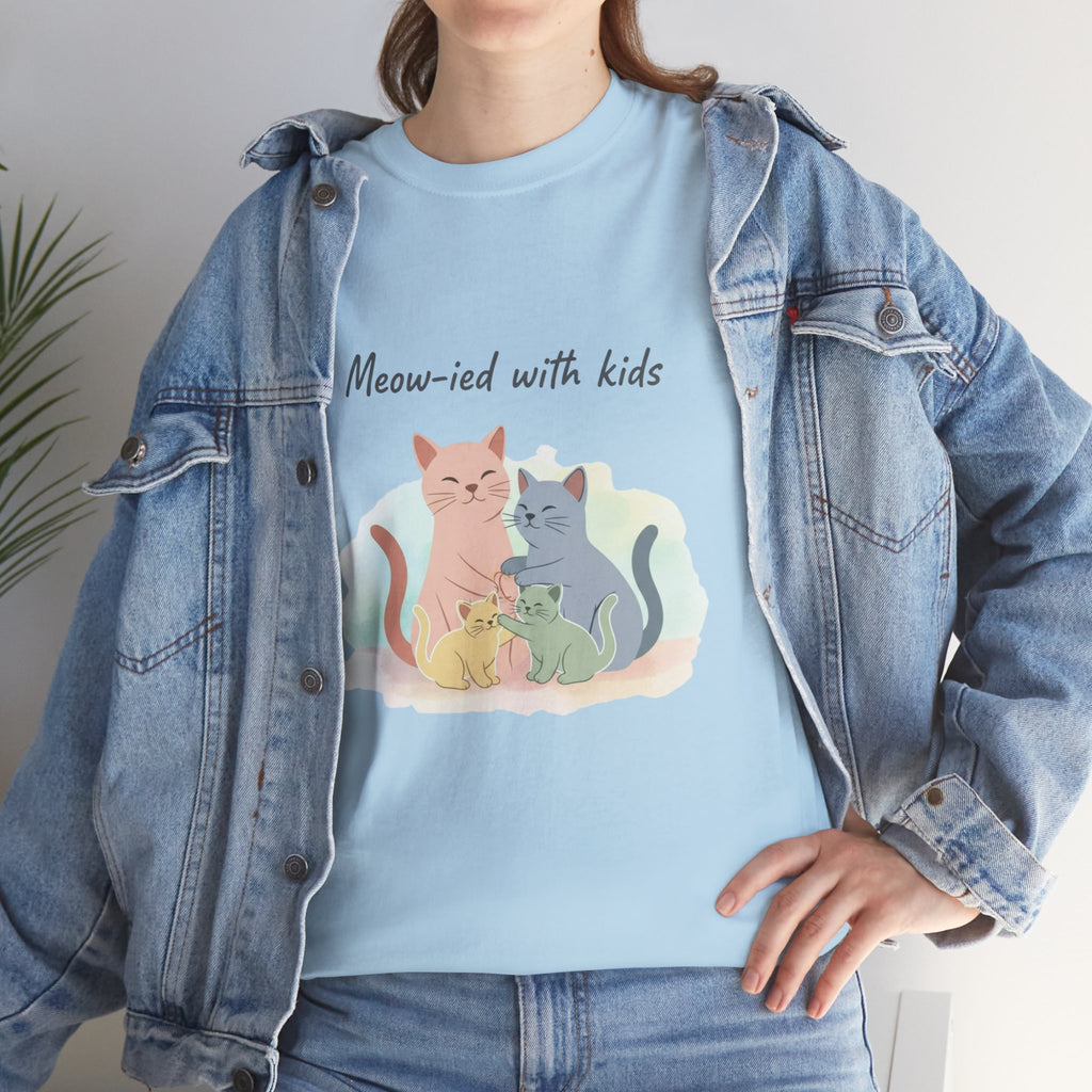 "Meow-ied with kids" Cat Couple Graphic Tee