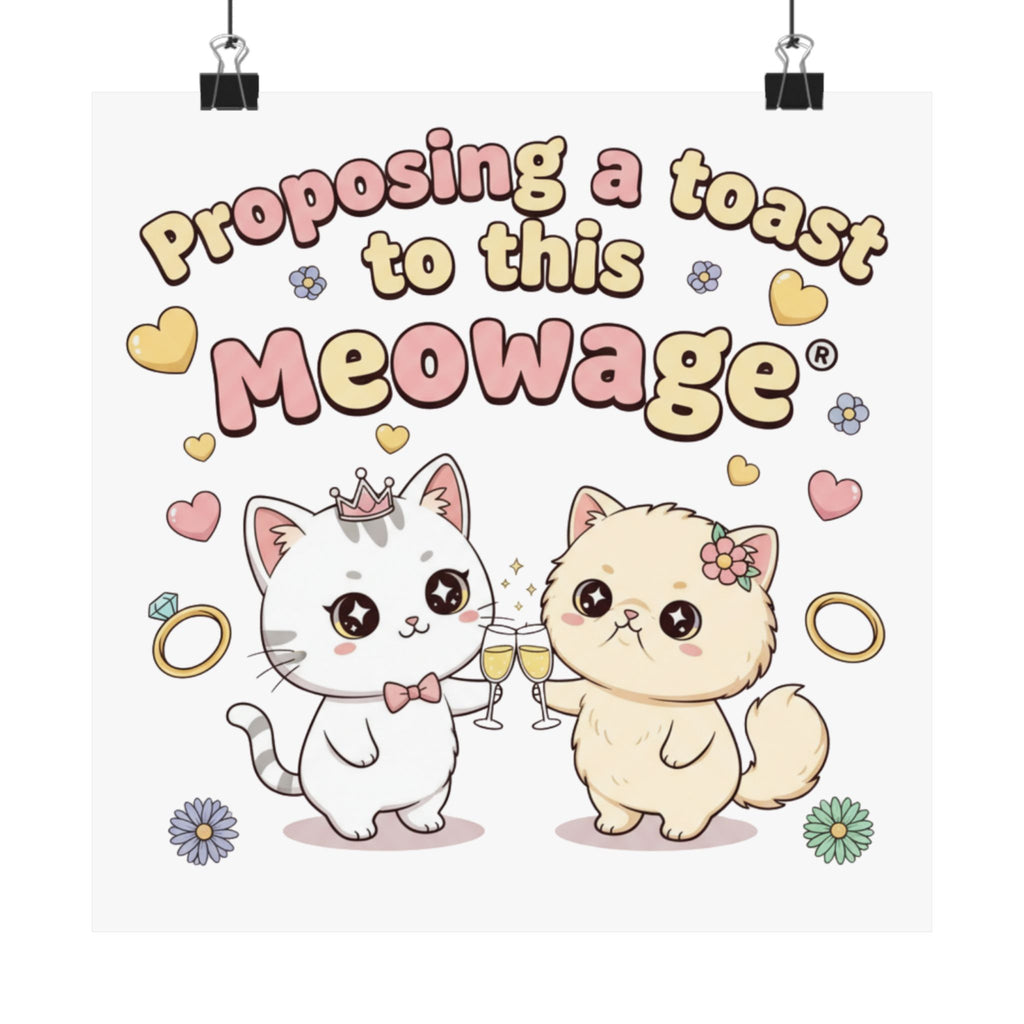 "Proposing a toast to this meowage®" Cute Cat Wall Art